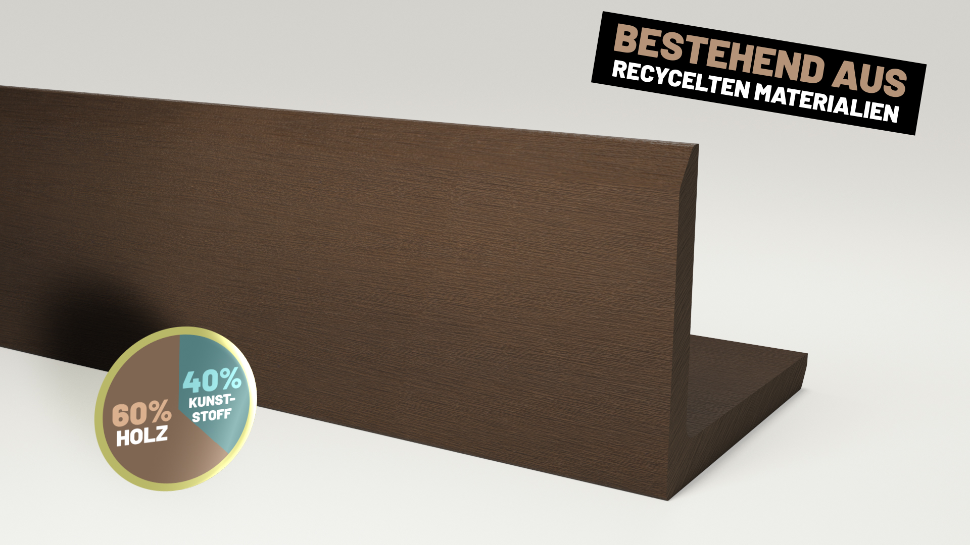 Endorphin WPC Abschlussleisten 10er Set Braun 110cm - Gesamtlänge 11m Winkelprofil 5,5 x 4,5cm