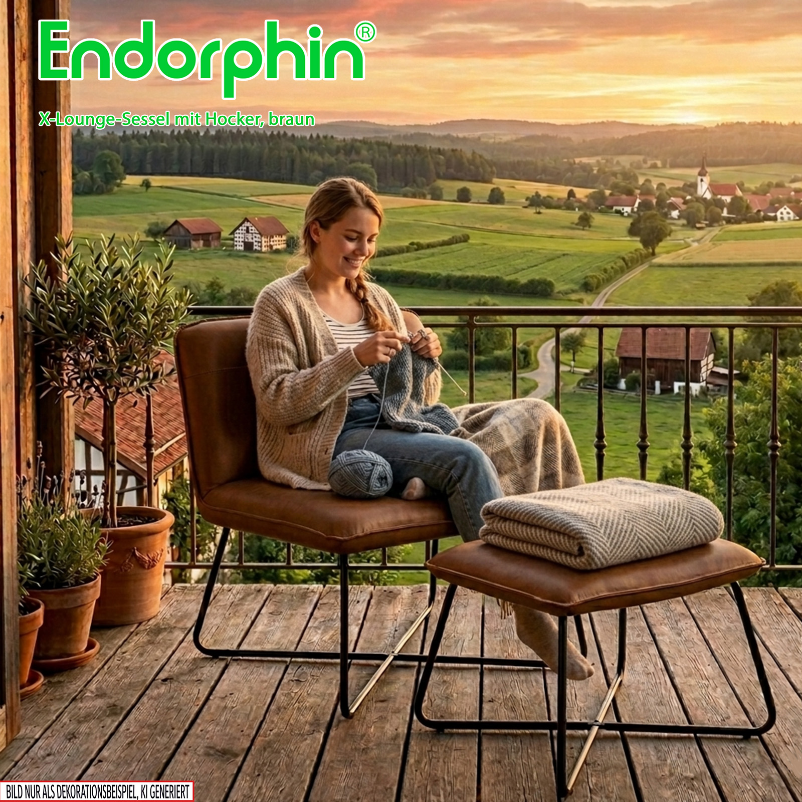 Endorphin X-Loungesessel mit Hocker, braun