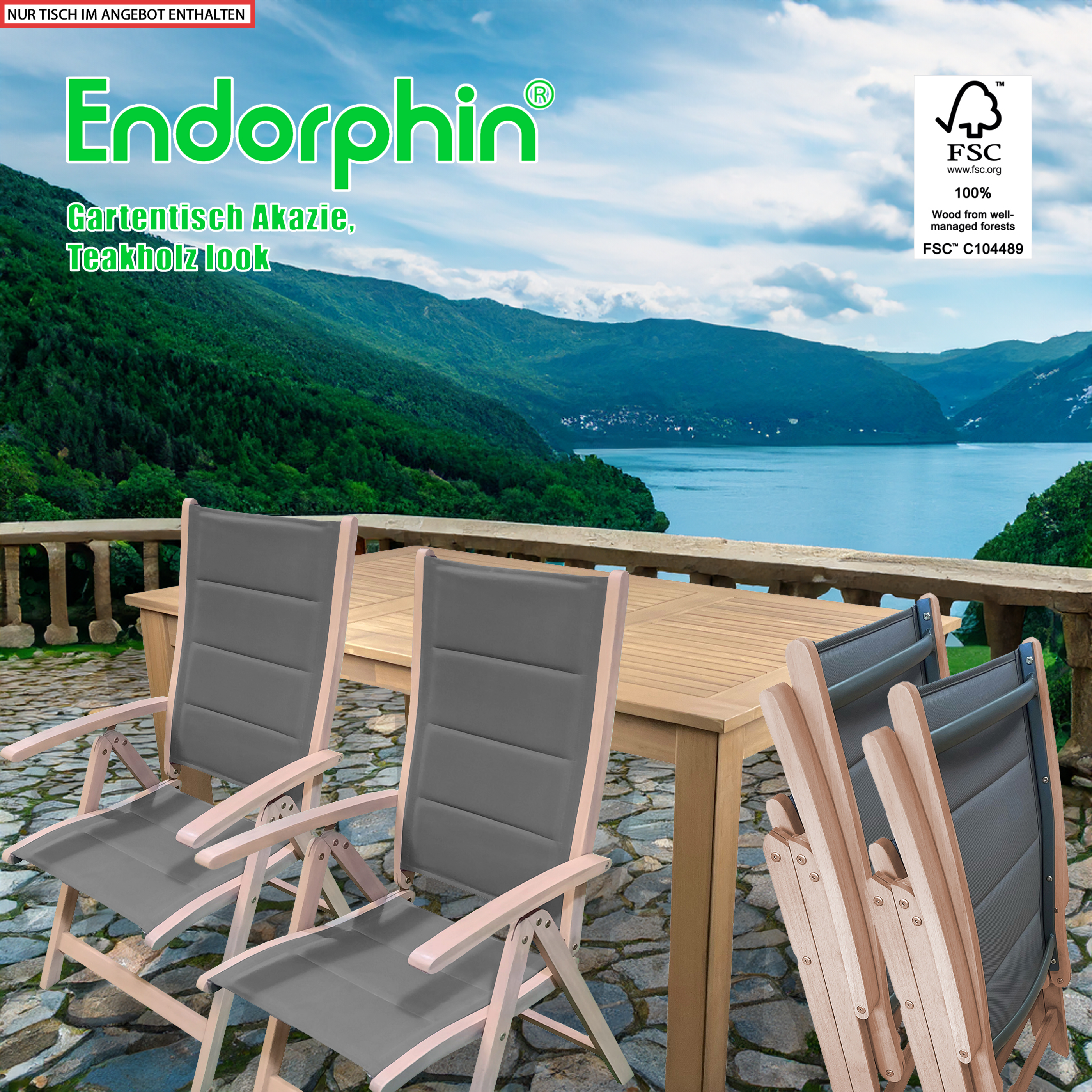 Endorphin Tisch aus Akazienholz im Teakholz look Gartenmöbel
