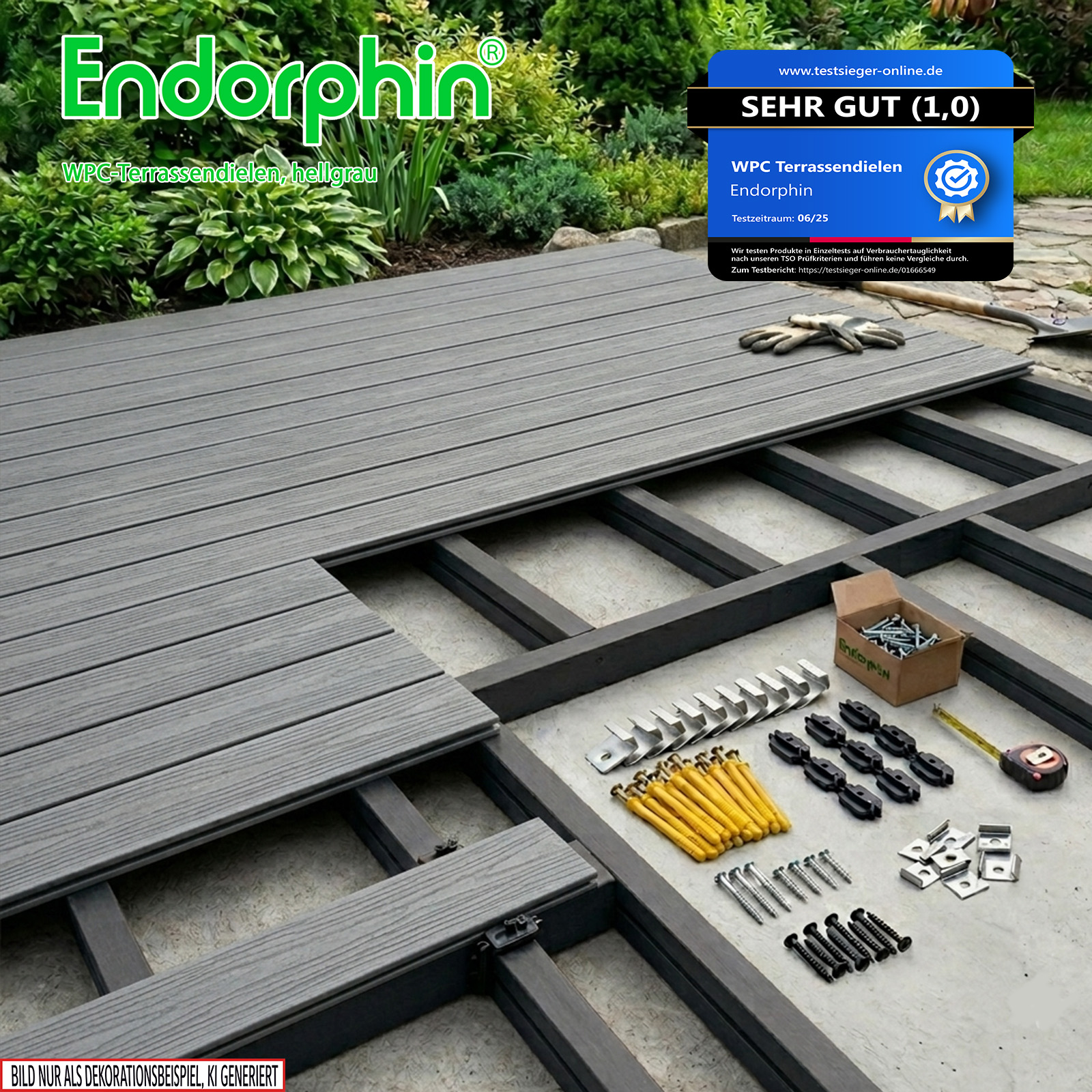 Endorphin 32m² Hellgrau WPC Terrassendielen Komplettset
