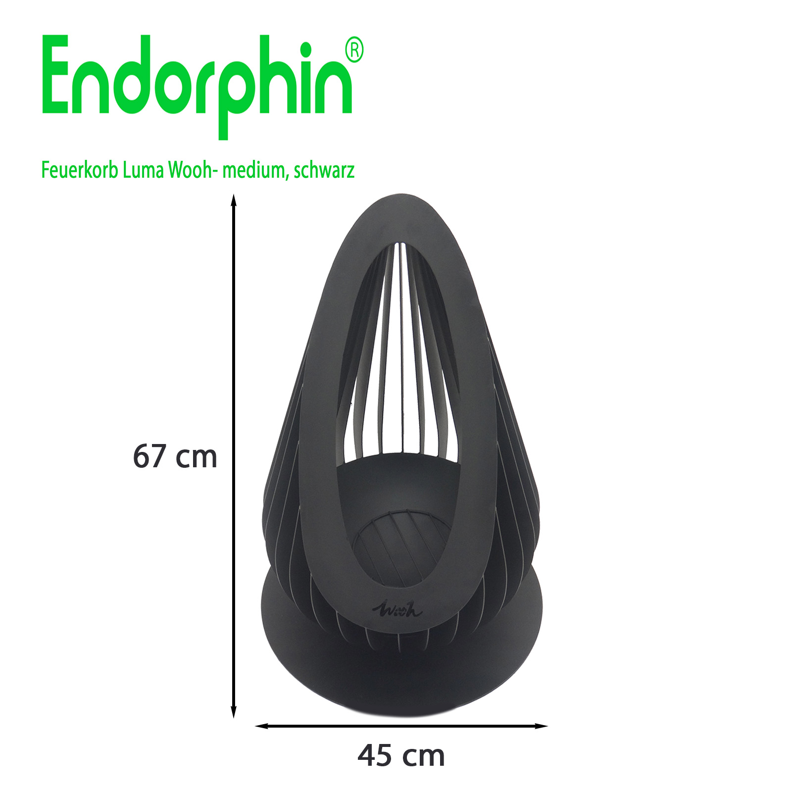 Endorphin Design Feuerkorb Luma–Wooh, medium, schwarz