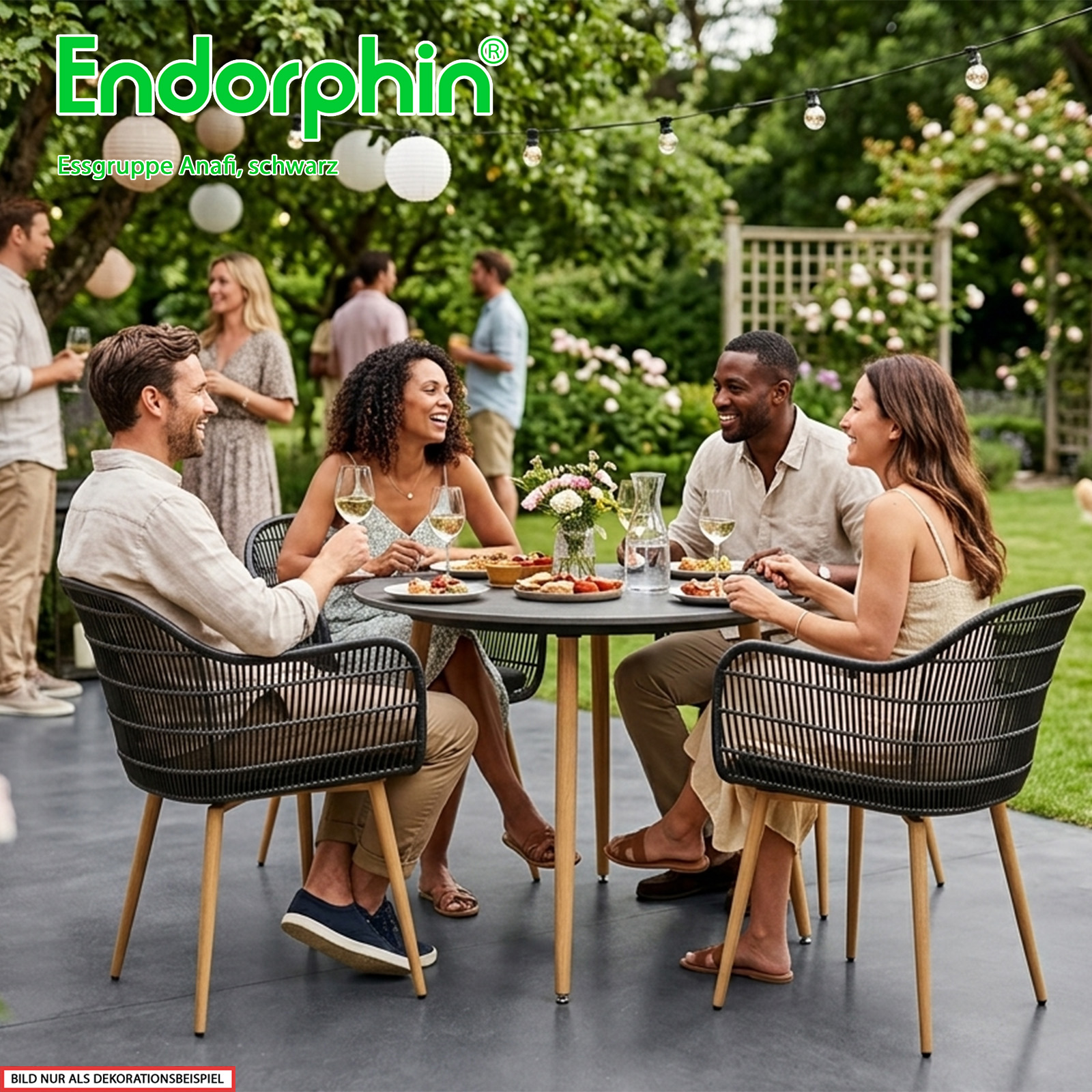 Endorphin Essgruppe Anafi – 5tlg, Gartenmöbel, schwarz-dunkelgrau