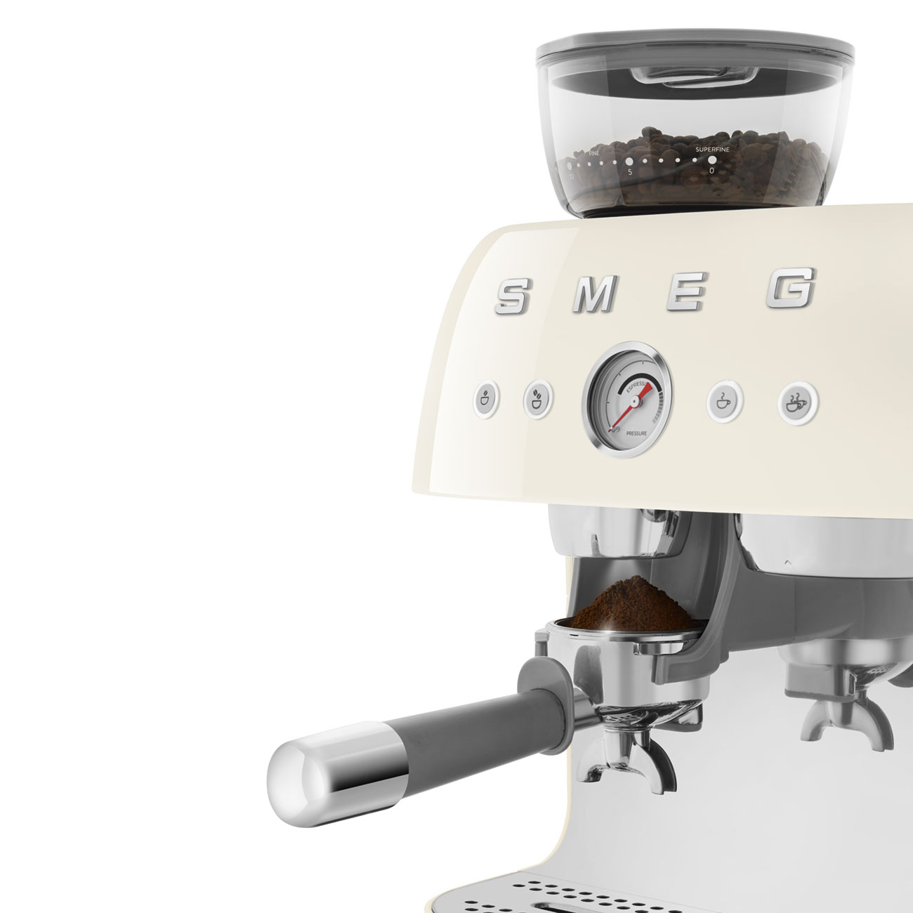 Smeg EGF03CREU Espressomaschine mit Mahlwerk creme 50`s Style Jubiläumsaktion - 60 Monate Geräteschutz
