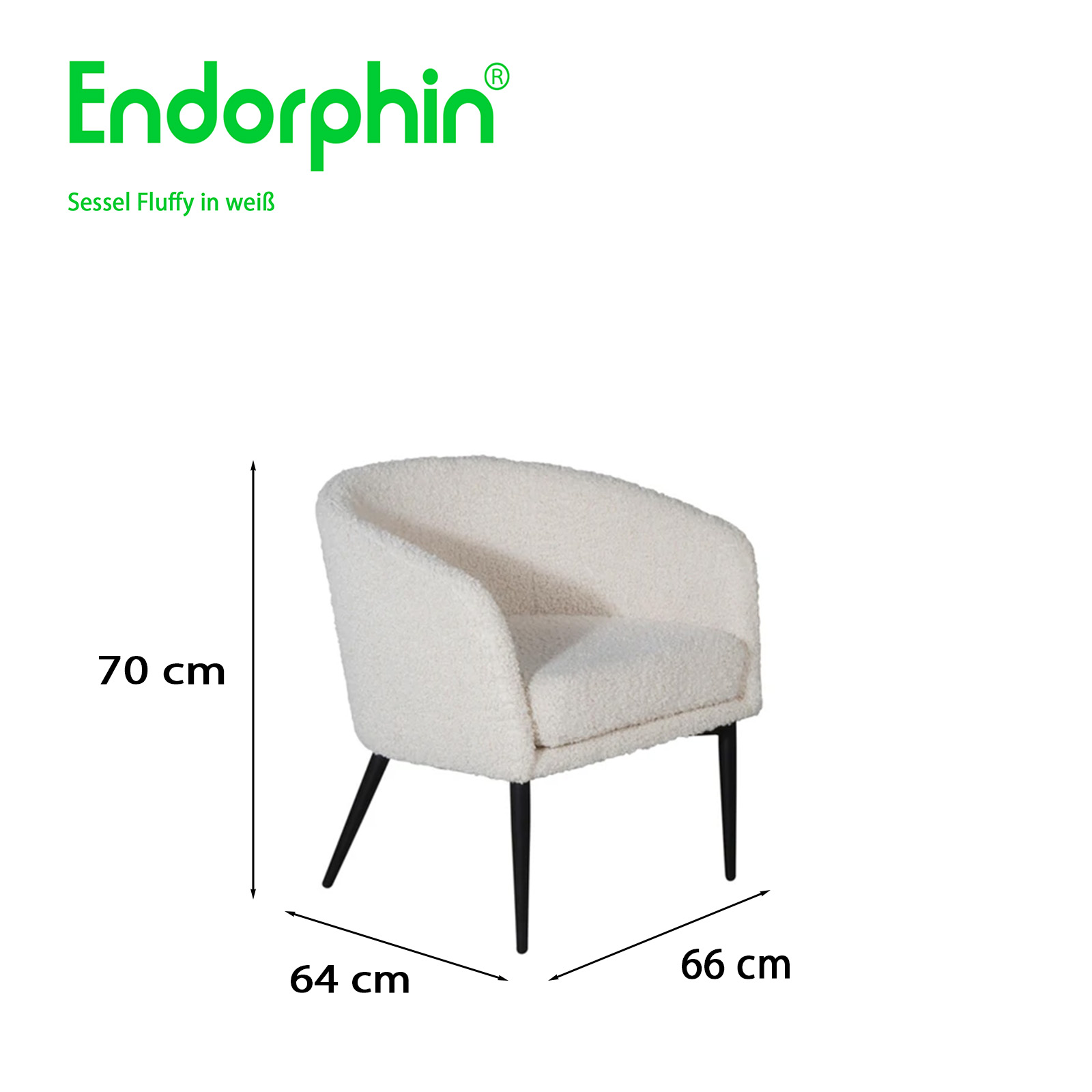 Endorphin Sessel Fluffy, weiß – Teddy-Sessel in skandinavischen Design