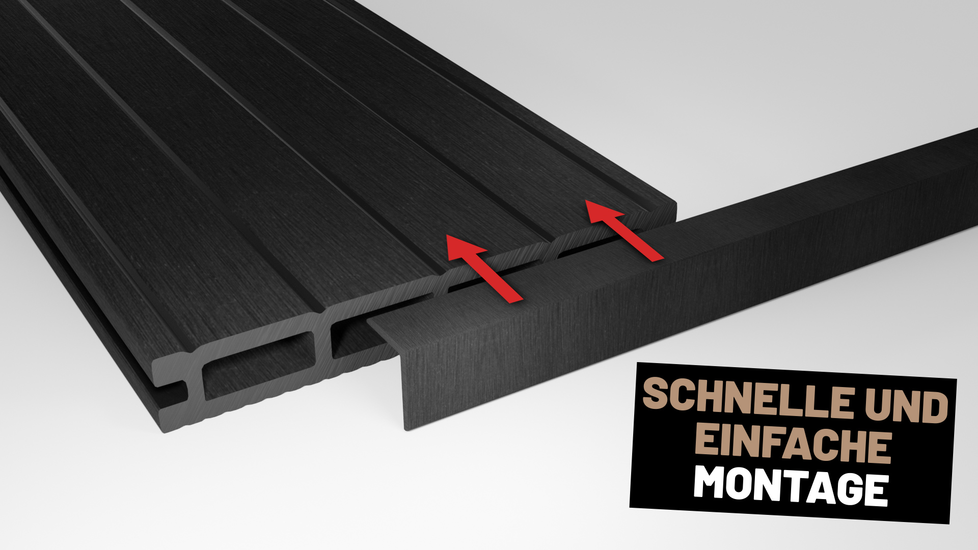 Endorphin WPC Abschlussleisten 5er Set Anthrazit 220cm Winkelprofil 5,5 x 4,5cm