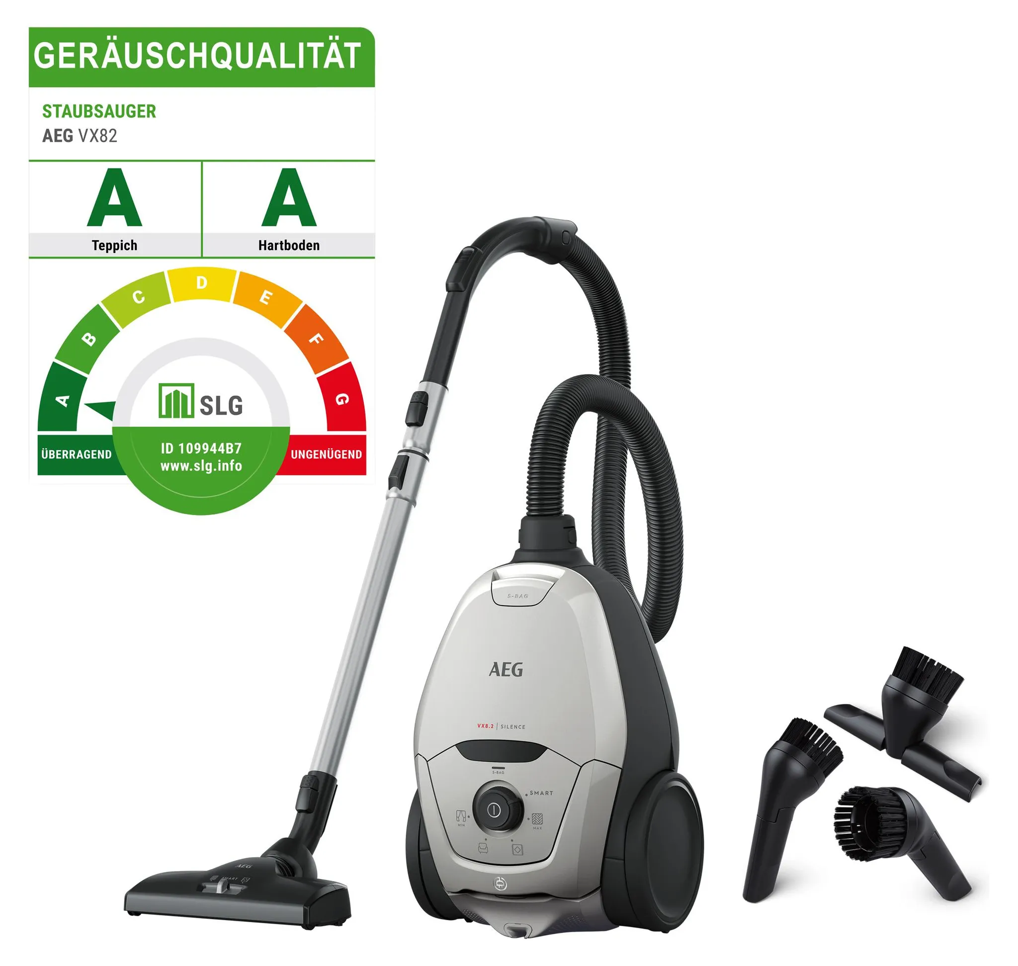 AEG VX82-1-2MG Bodenstaubsauger SILENCE SmartMode- Technologie 600 W