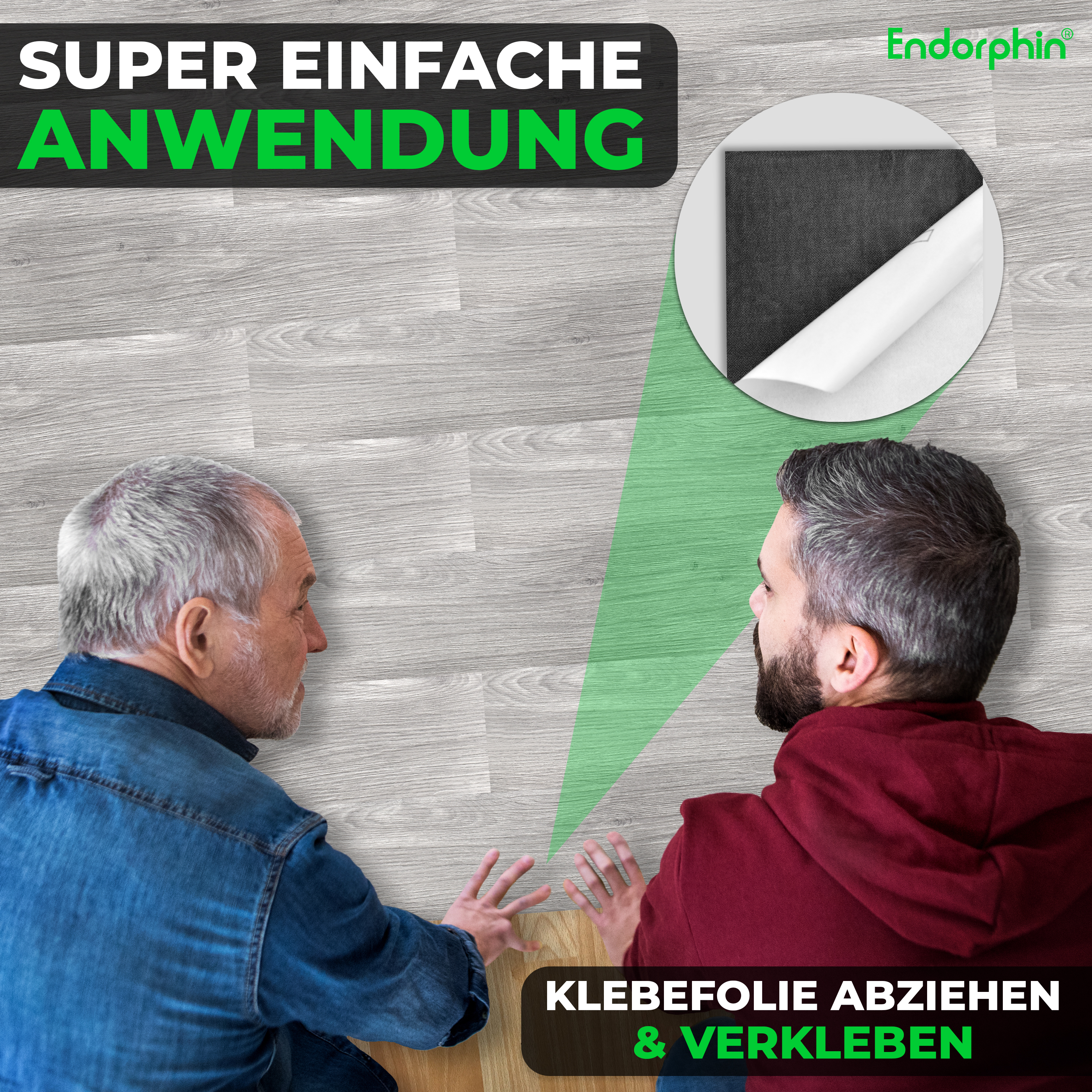 Endorphin Vinylboden selbstklebend in Holzoptik Hellgrau 2,93qm