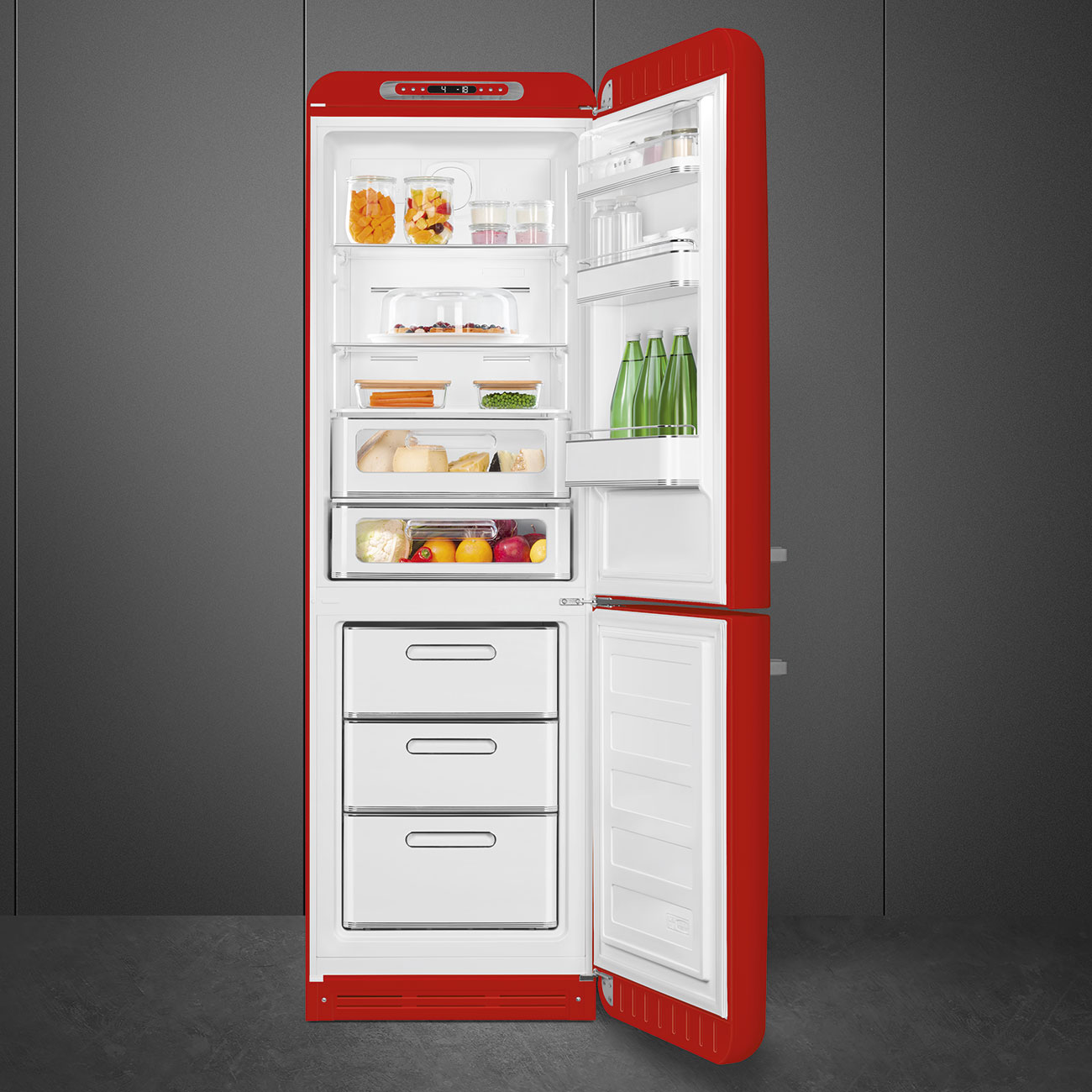 Smeg FAB32RRD5 Kühl-Gefrierkombination Rechtsanschlag Rot 50s Style, EEK: D