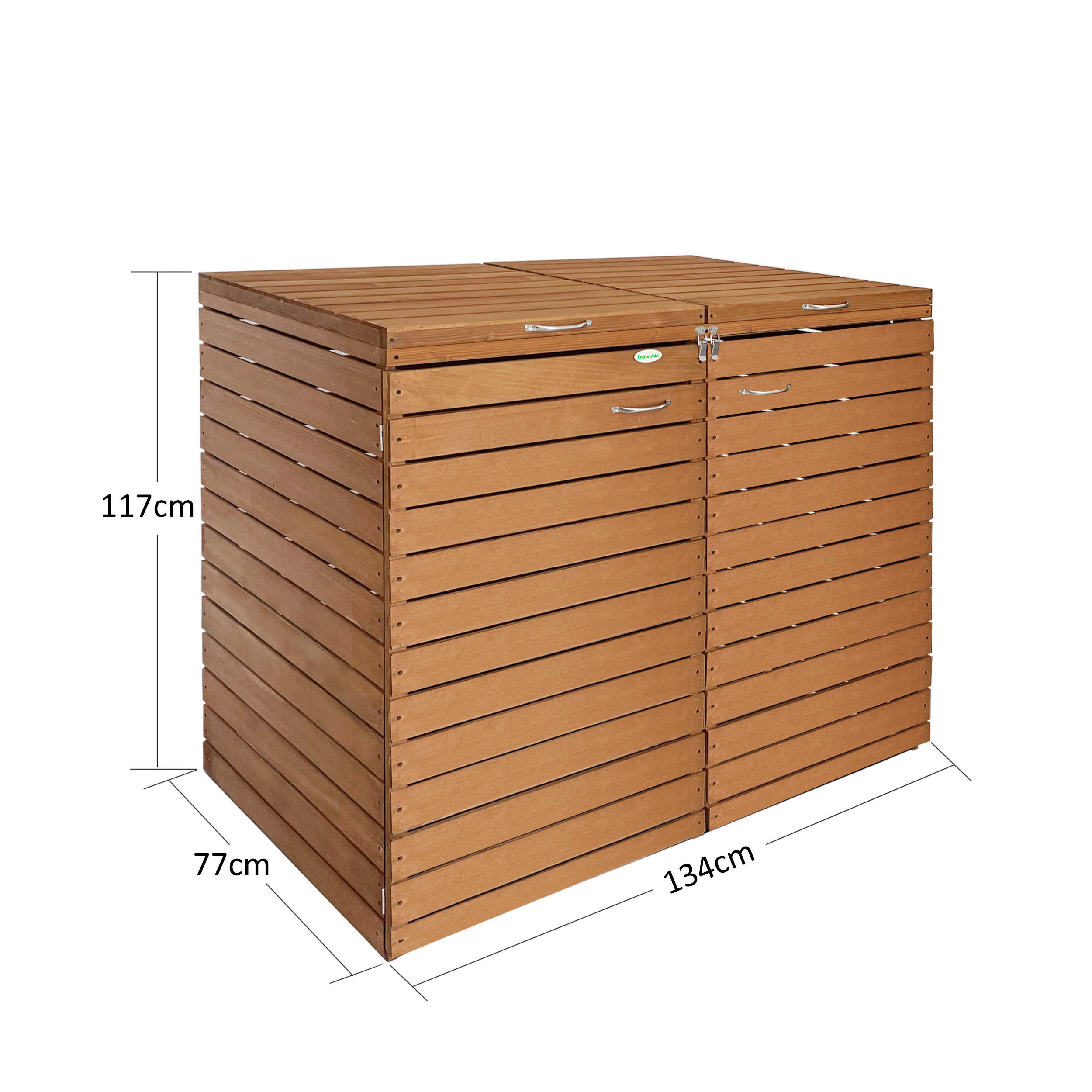 Endorphin Stabile Comfort Mülltonnengarage / Mülltonnenbox Braun natur für 2x 240 L nachhaltig aus Holz