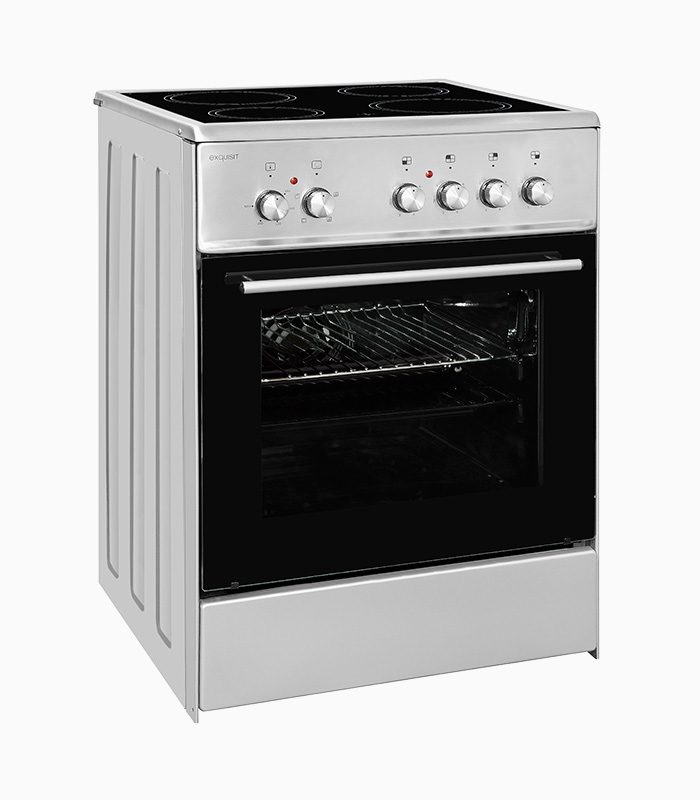 Exquisit ECM6-4 Inox |Silber, 60,5 Liter Garraum | Elektro-Standherd