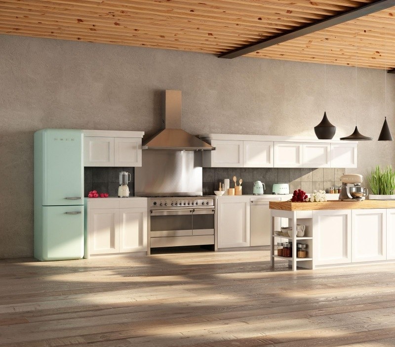 Smeg FAB32LPG5 Kühl-Gefrierkombination Linksanschlag Pastellgrün 50s Style, EEK: D