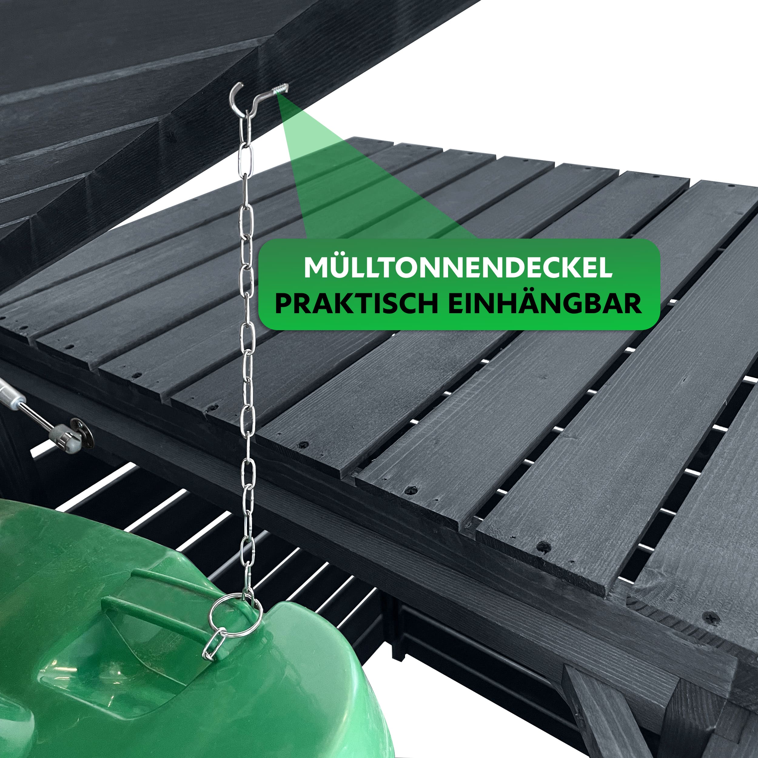 Endorphin Stabile Comfort Comfort Mülltonnengarage / Mülltonnenbox mit Gasdruckfeder 2er 240 L nachhaltig aus Holz in anthrazit