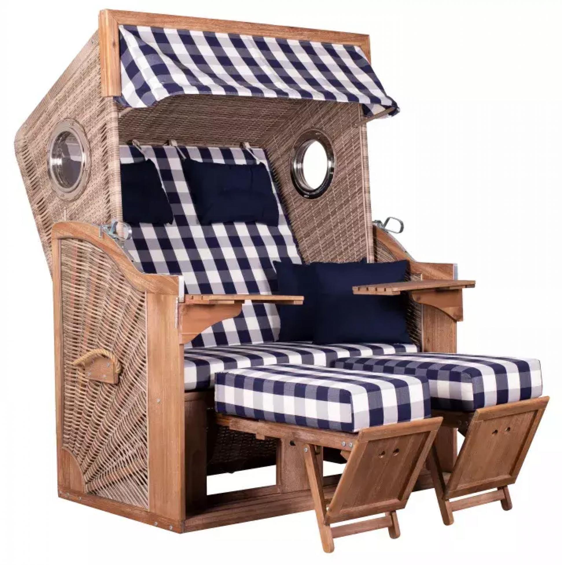 deVries FSC-zertifizierter Strandkorb TRENDY PURE Greenline 135XL PE antique white Dessin 743