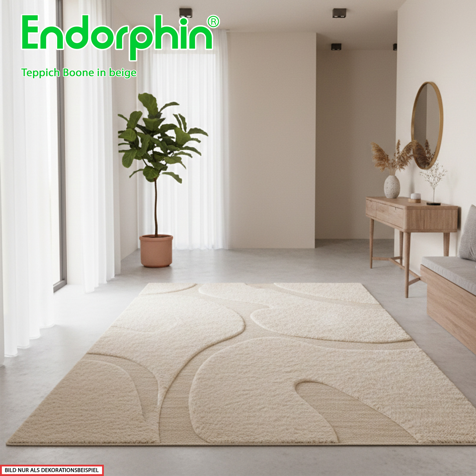Endorphin Teppich Boone – in zeitlosem Beige 230 x 160 cm