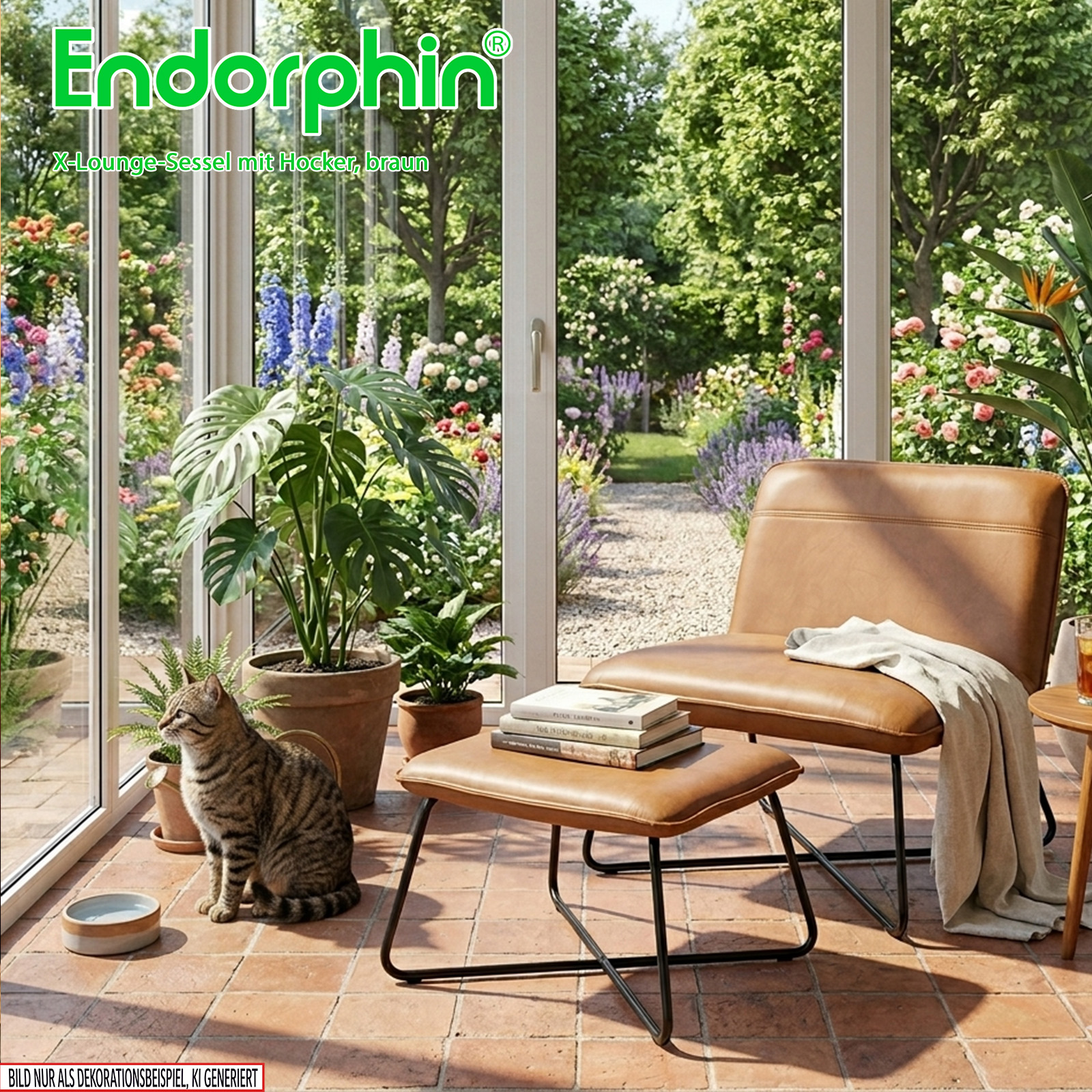 Endorphin X-Loungesessel mit Hocker, braun