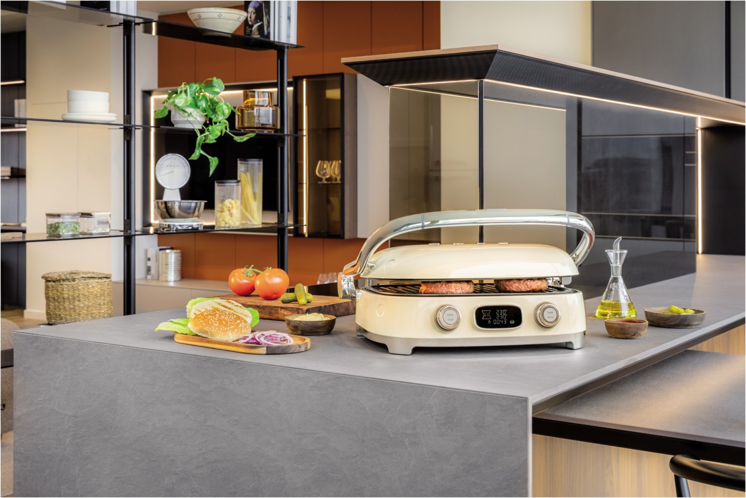Smeg MGF01CREU Multifunktion-/Kontaktgrill 2.000 Watt,