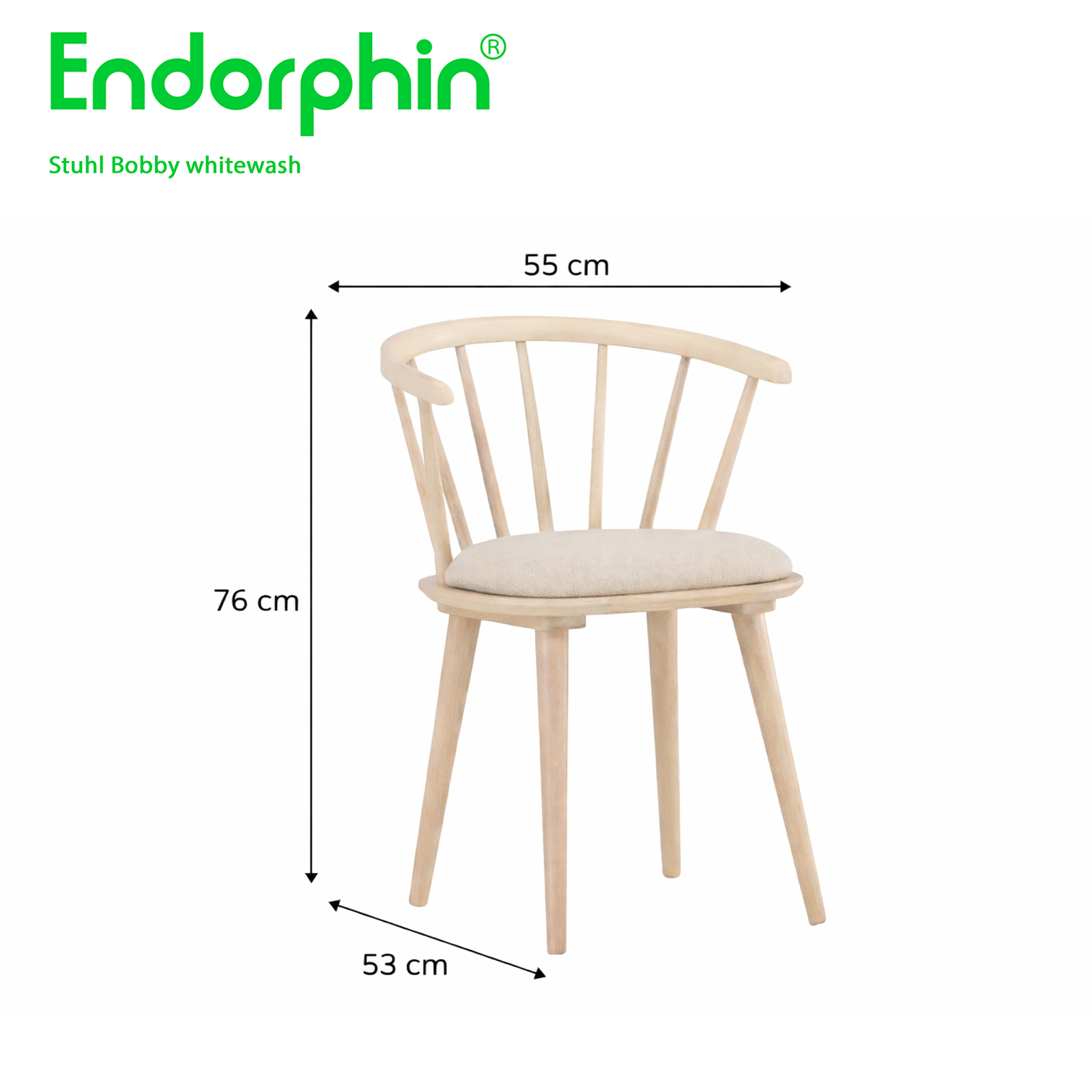 Endorphin Esszimmerstuhl Bobby – 2er-Set, Whitewash