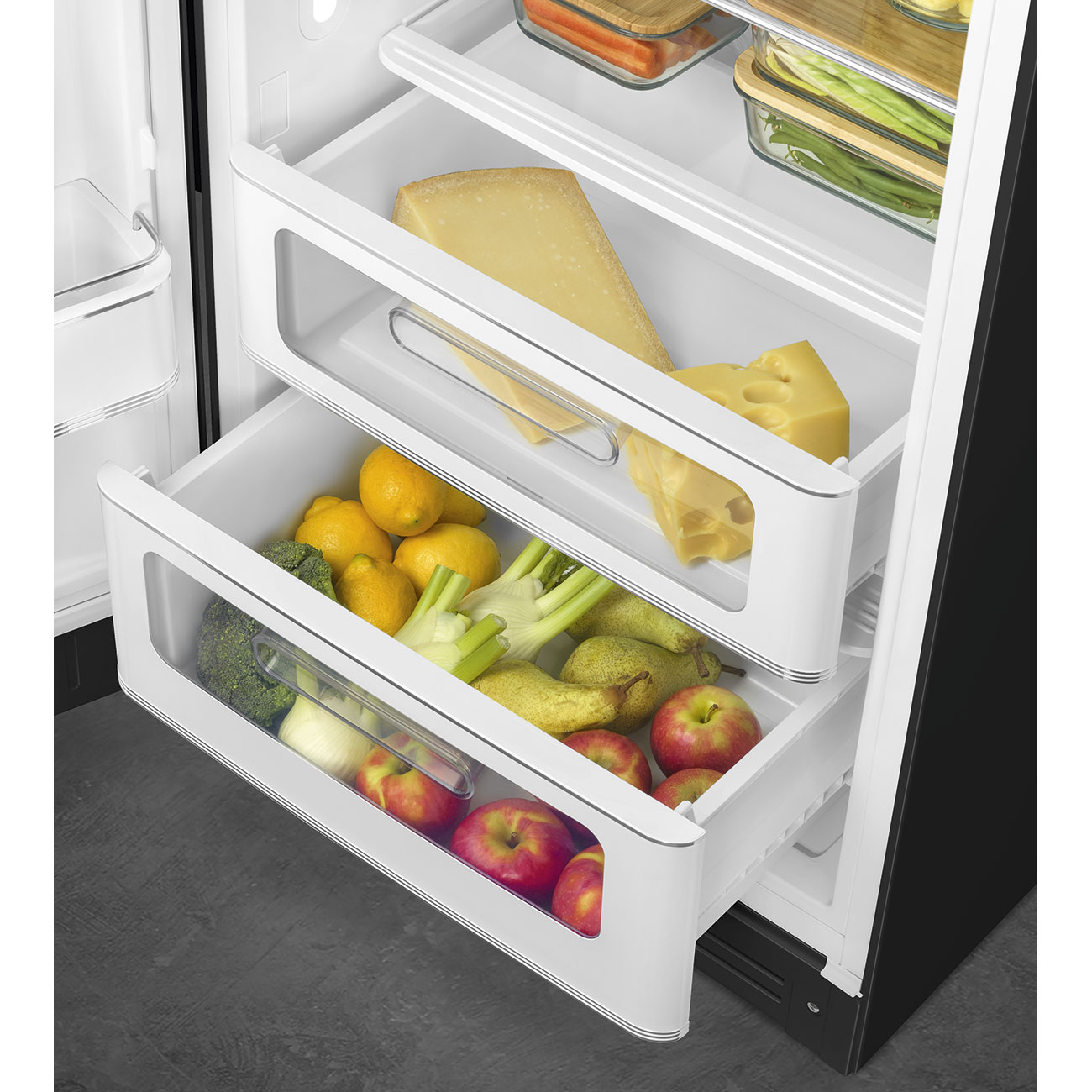 Smeg FAB28LBL5 50s Kühlschrank/Gefrierfach L Schwarz
