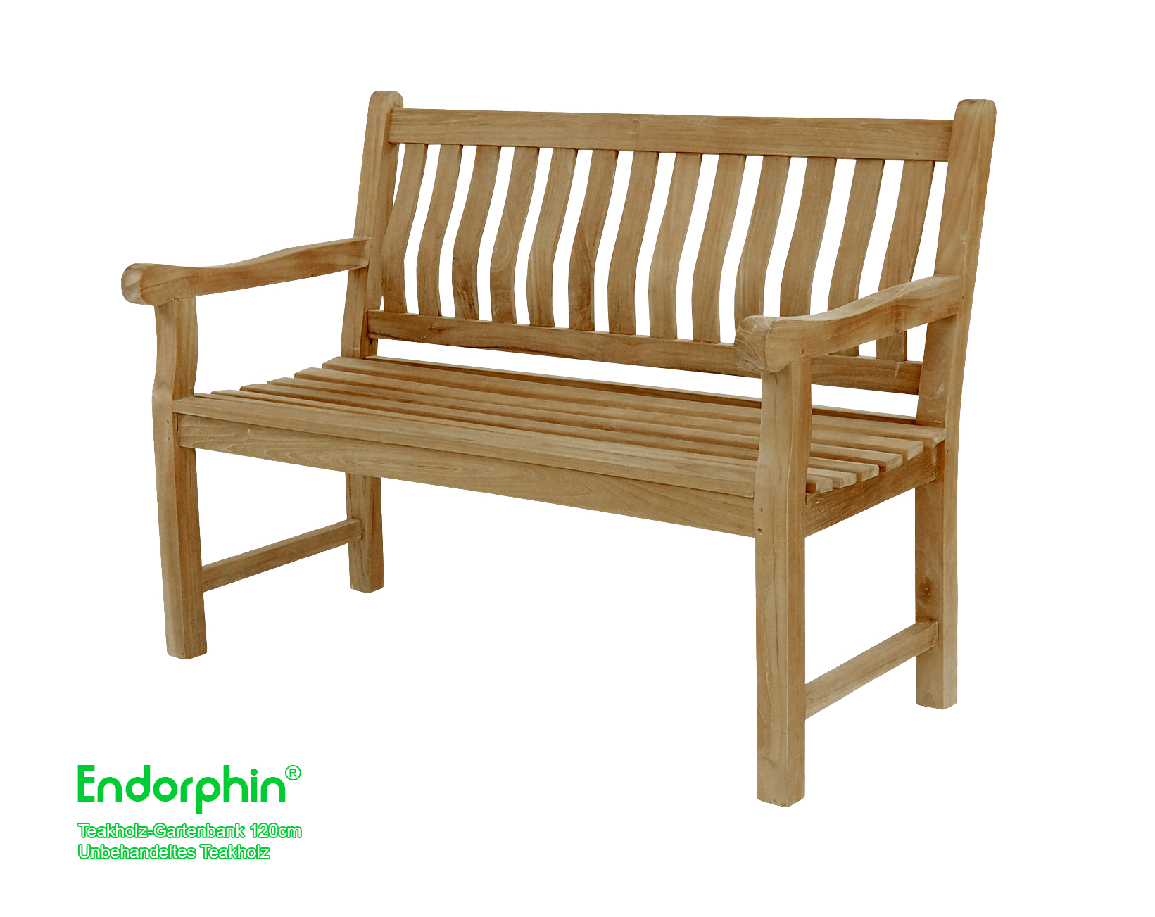 Endorphin Gartenbank Breite 120 cm, Parkbank, Teakholz Bank, nachhaltig, wetterfest, Kernholz, ergonomisch