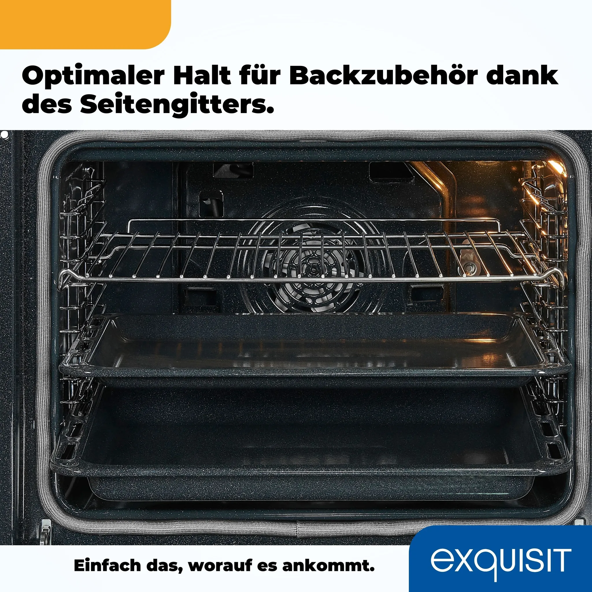 Exquisit EBEP697-H-030 schwarz, 70,2l Garraum, 11 Funktionen, 60cm brit, Timer, Heißluft
