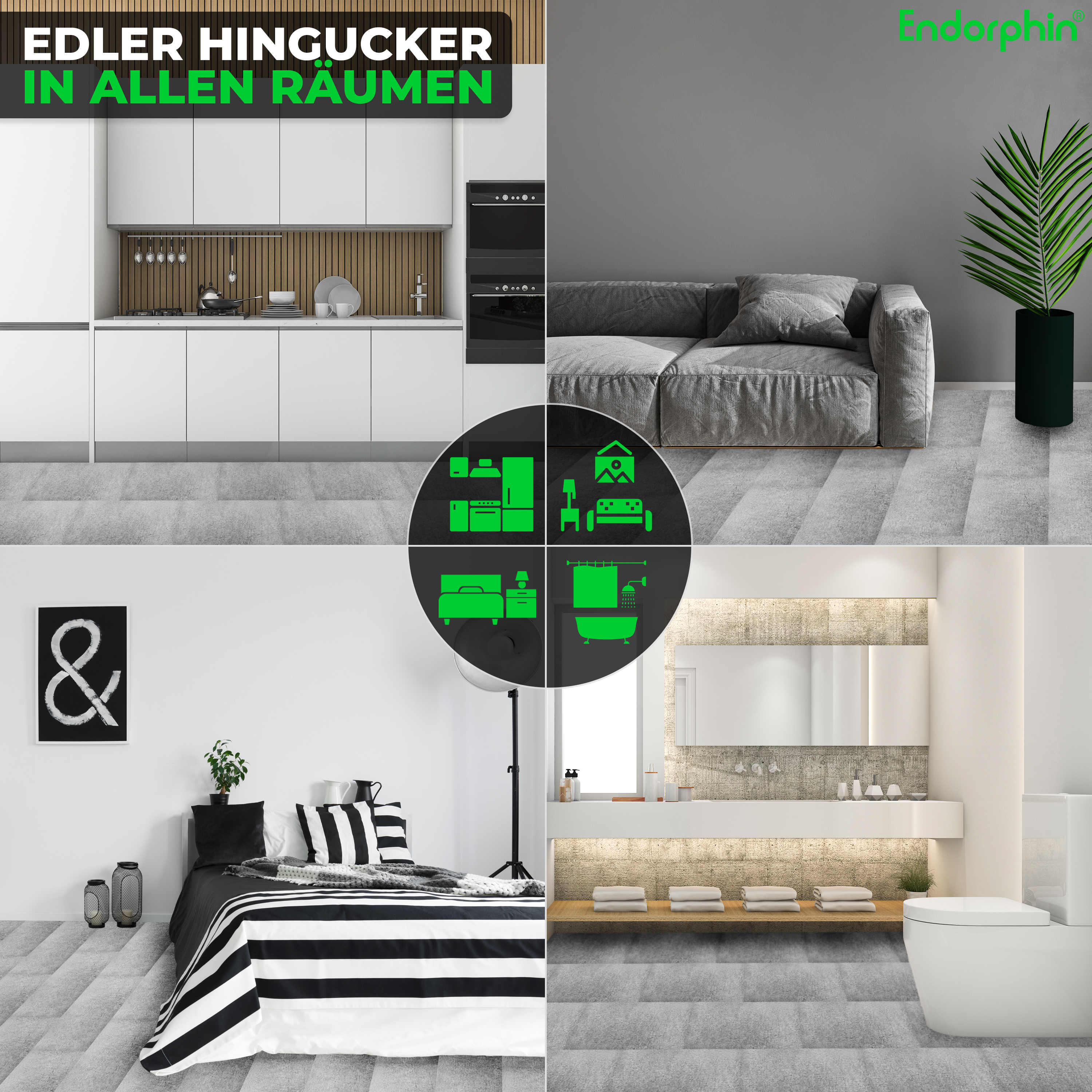 Endorphin Vinylboden selbstklebend in Betonoptik Hellgrau 2,97qm