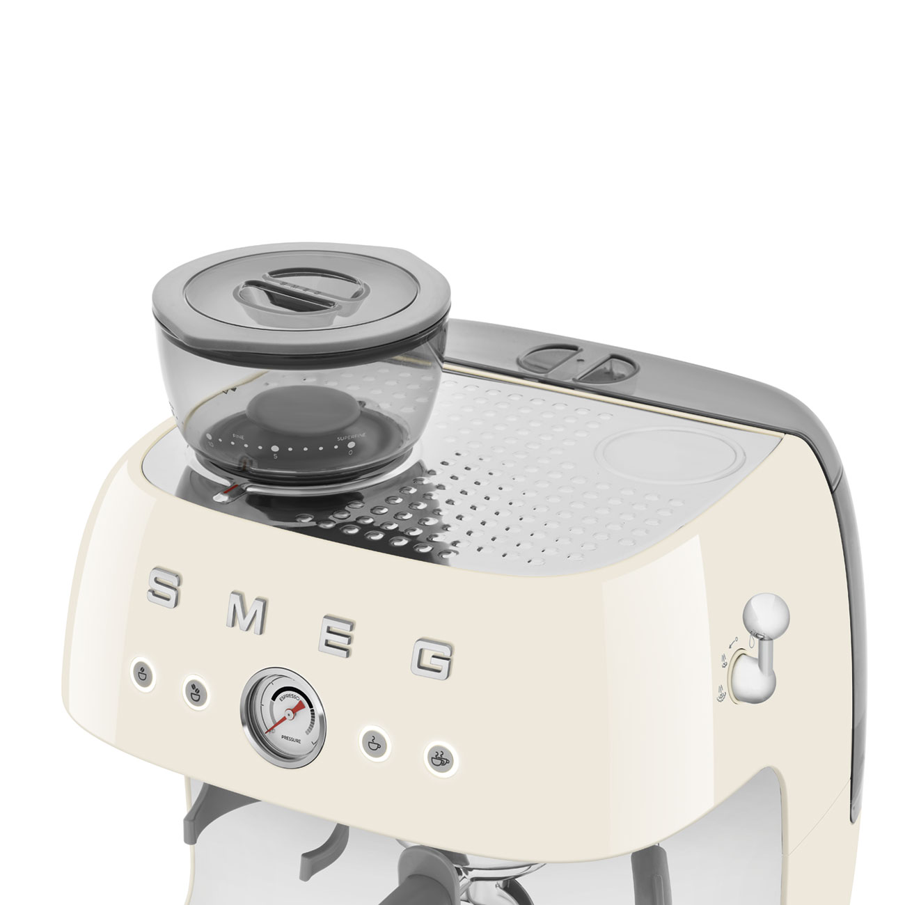Smeg EGF03CREU Espressomaschine mit Mahlwerk creme 50`s Style Jubiläumsaktion - 60 Monate Geräteschutz