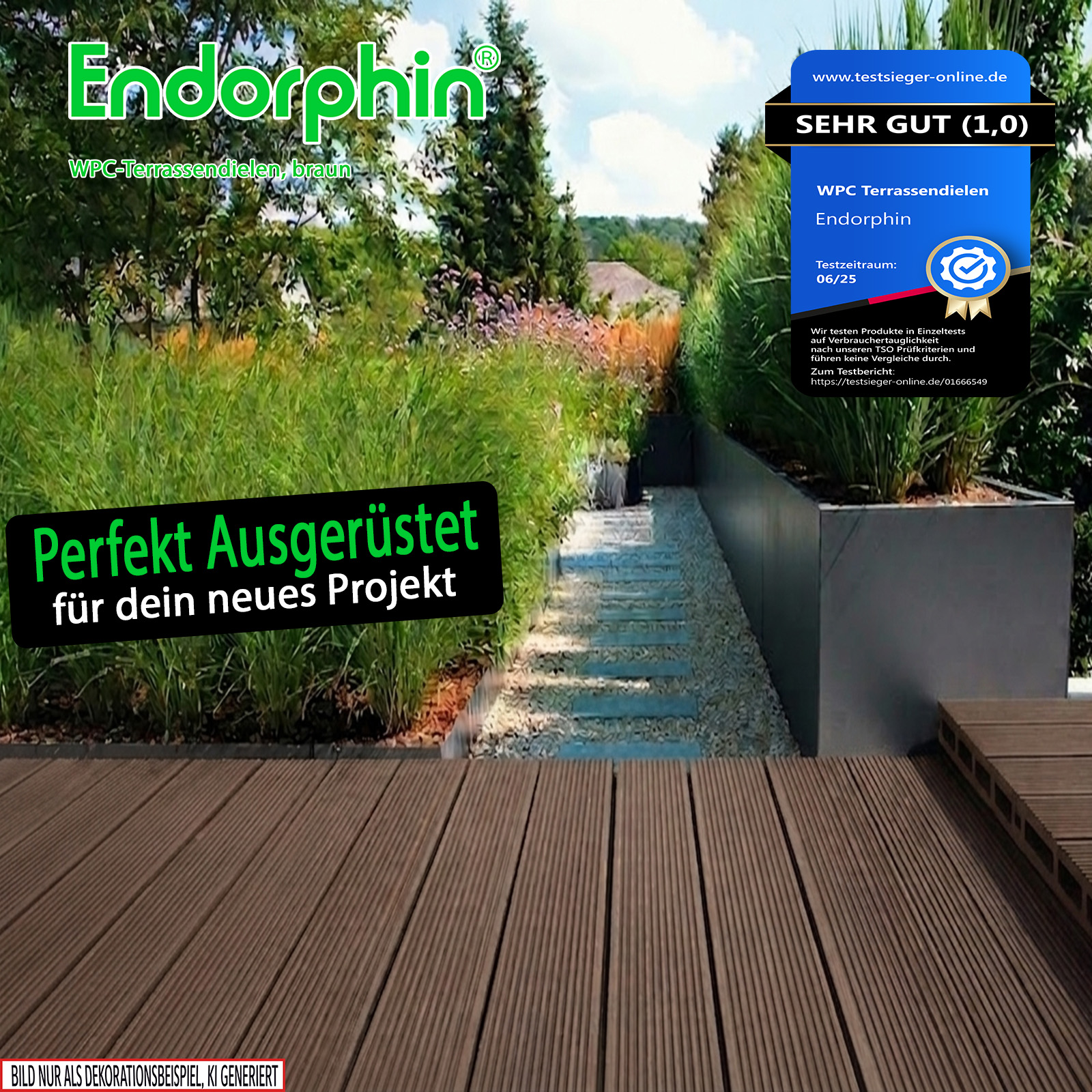 Endorphin 14m² Braun WPC Terrassendielen Komplettset