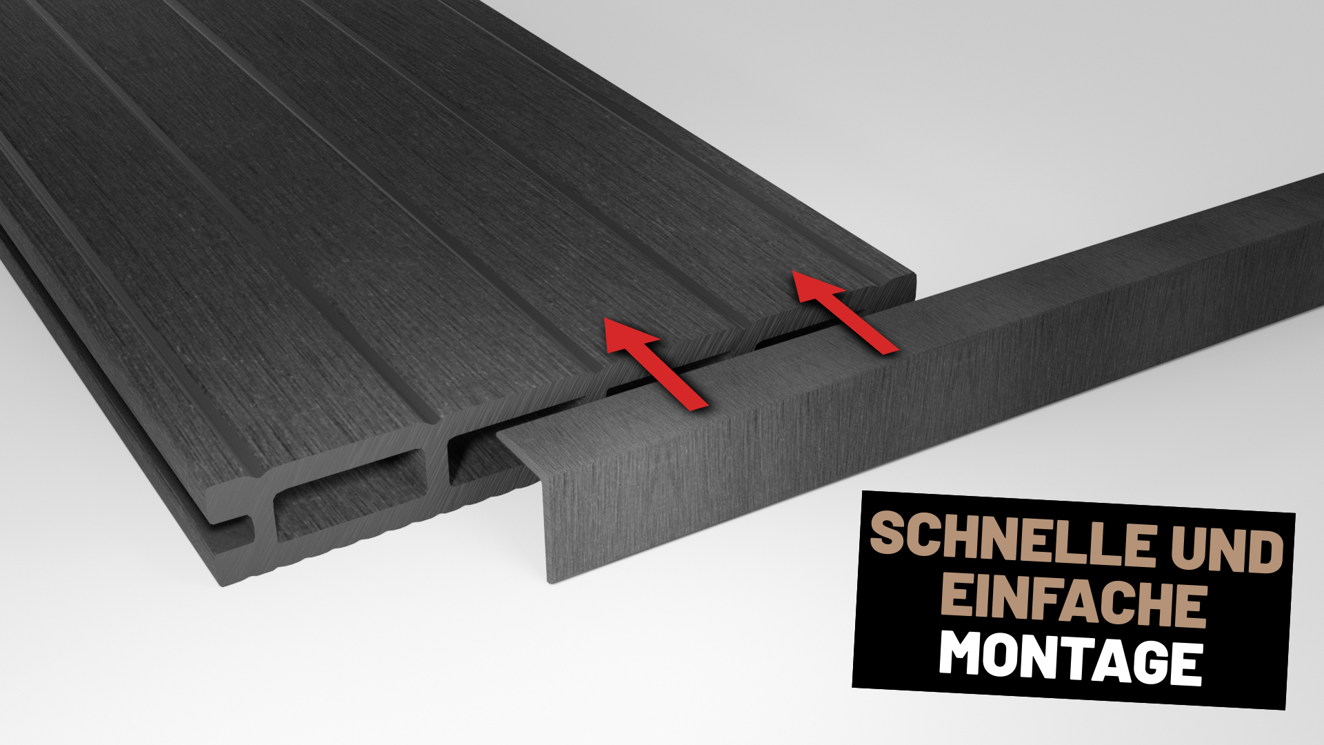 Endorphin WPC Abschlussleisten 5er Set Hellgrau 220cm Winkelprofil 5,5 x 4,5cm