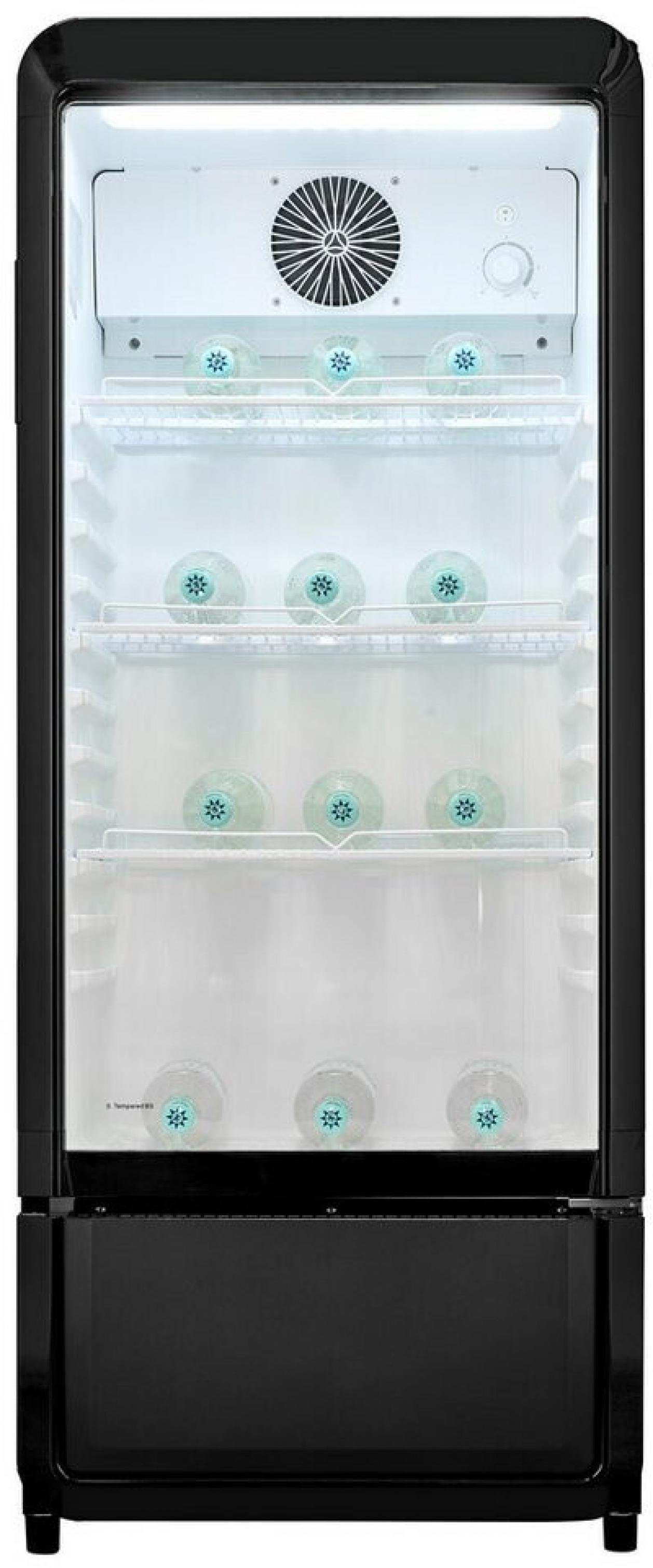 Exquisit GKS180-GT-431D schwarz, Stand Glastürkühlschrank, Nutzinhalt: 200 L, Getränkekühlschrank