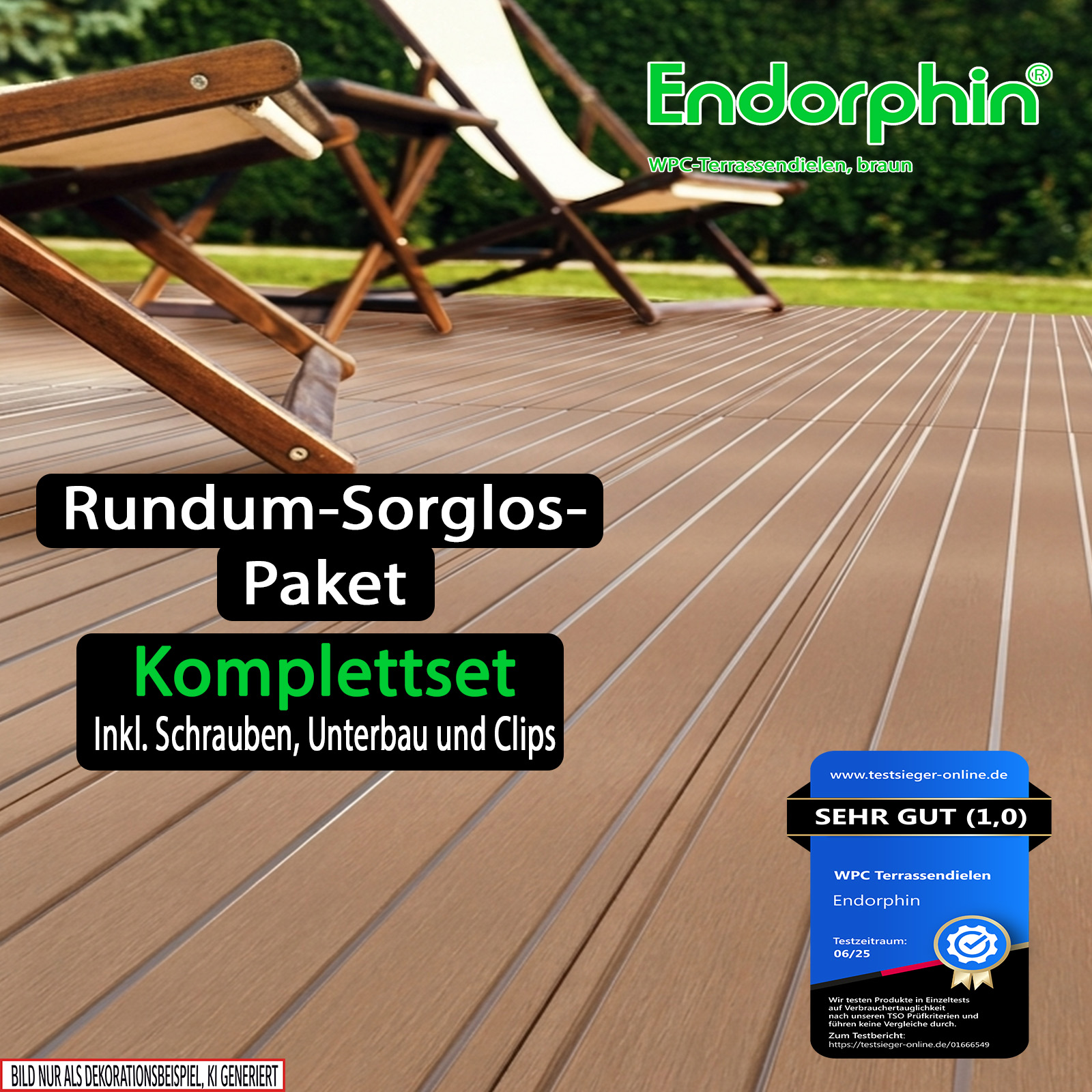 Endorphin 28m² Braun WPC Terrassendielen Komplettset