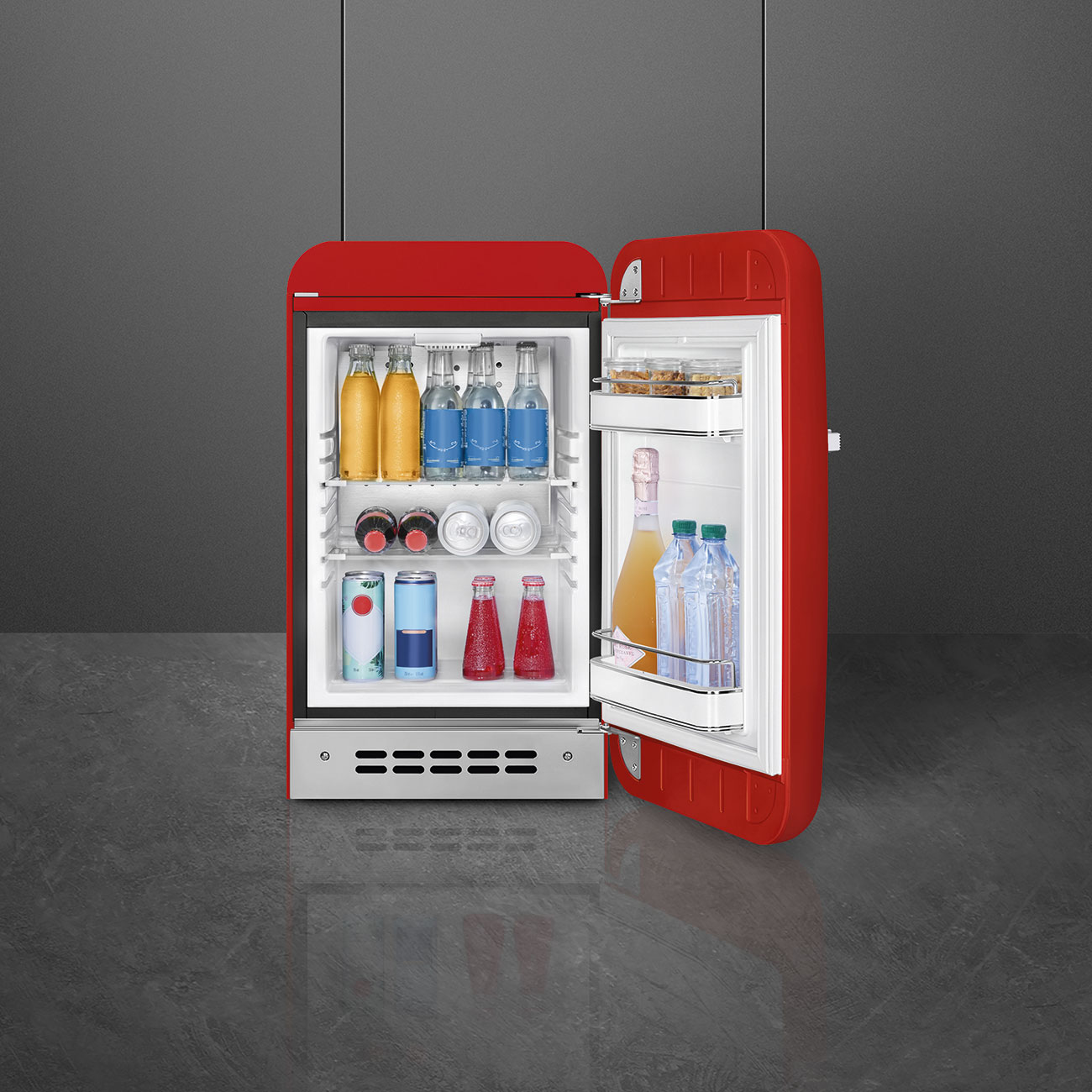 Smeg FAB5RRD5 Homebar Kühlschrank Rechtsanschlag Rot 50s Style, EEK: D