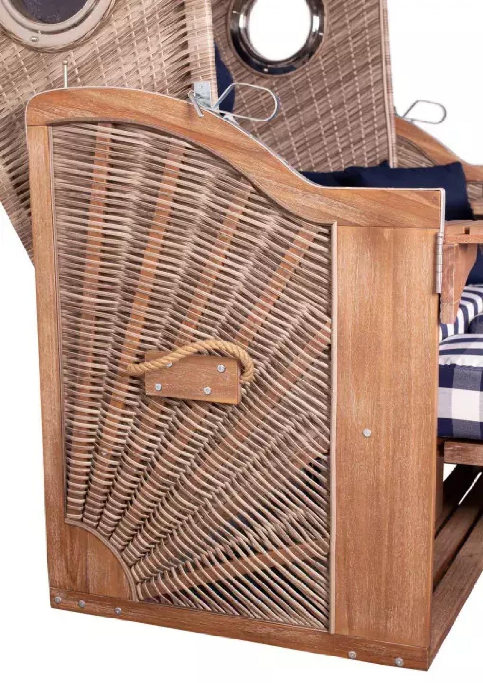 deVries FSC-zertifizierter Strandkorb TRENDY PURE Greenline 135XL PE antique white Dessin 743