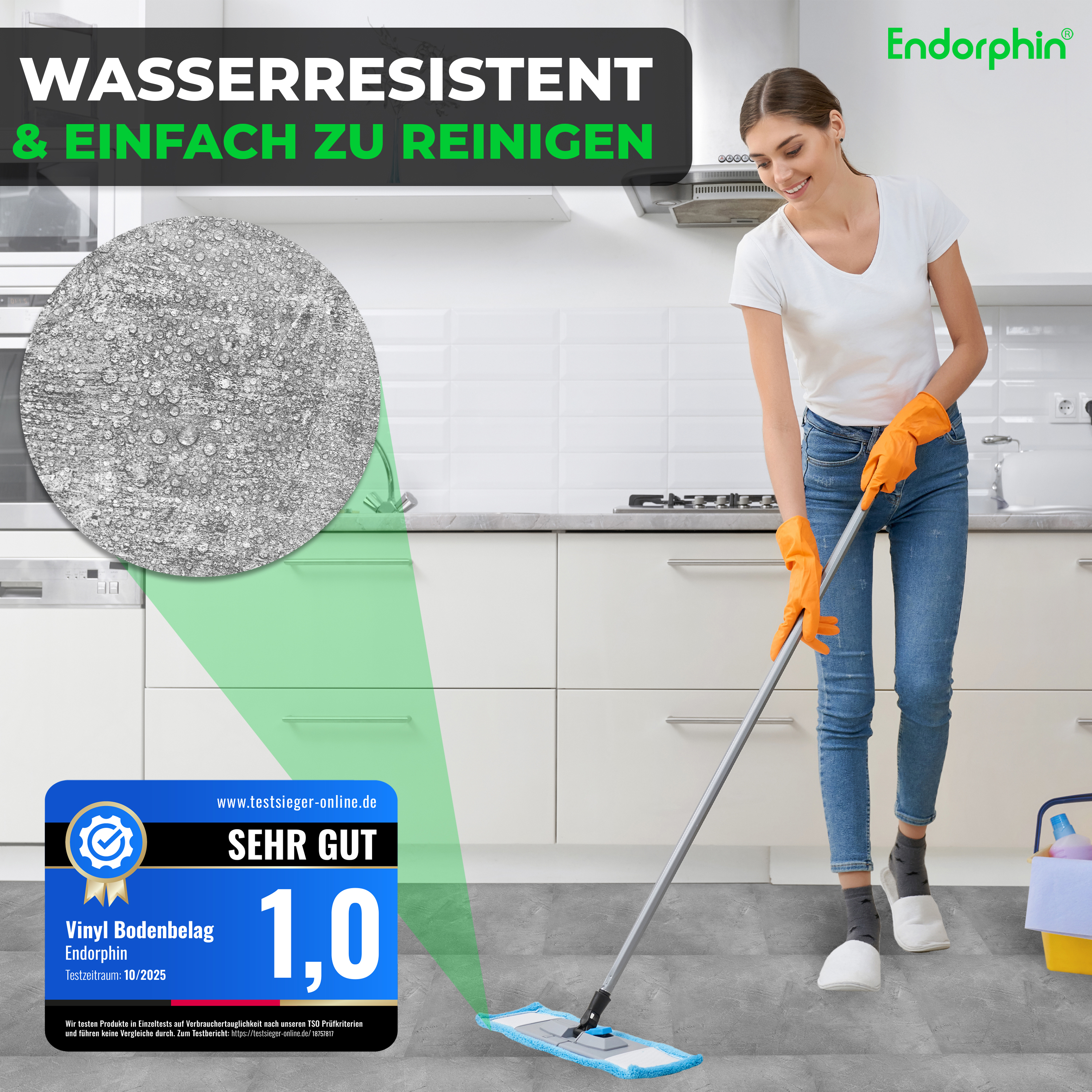 Endorphin Vinylboden selbstklebend in Betonoptik Hellgrau 2,97qm