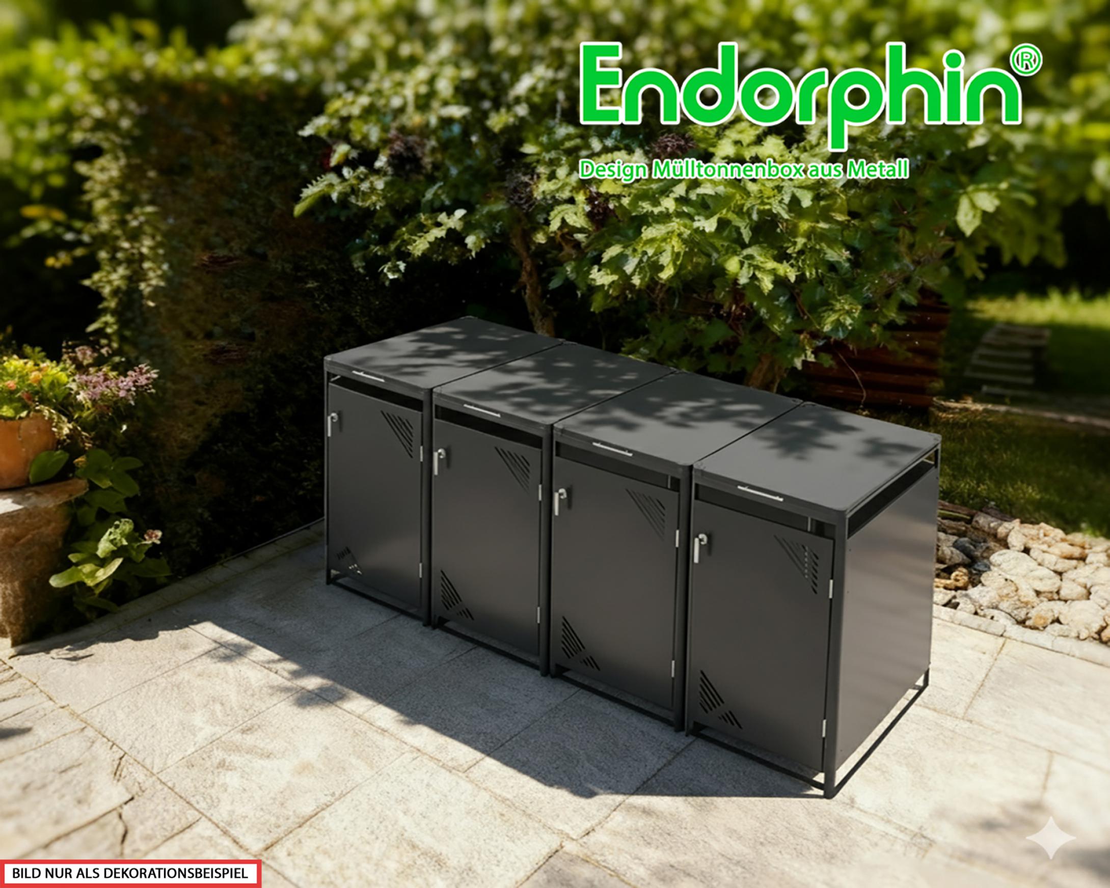 Endorphin Mülltonnenbox 2er, 240 l, anthrazit, verzinkter - pulverbeschichteter Stahl, Breite x Höhe x Tiefe: 132 x 119 x 82 cm