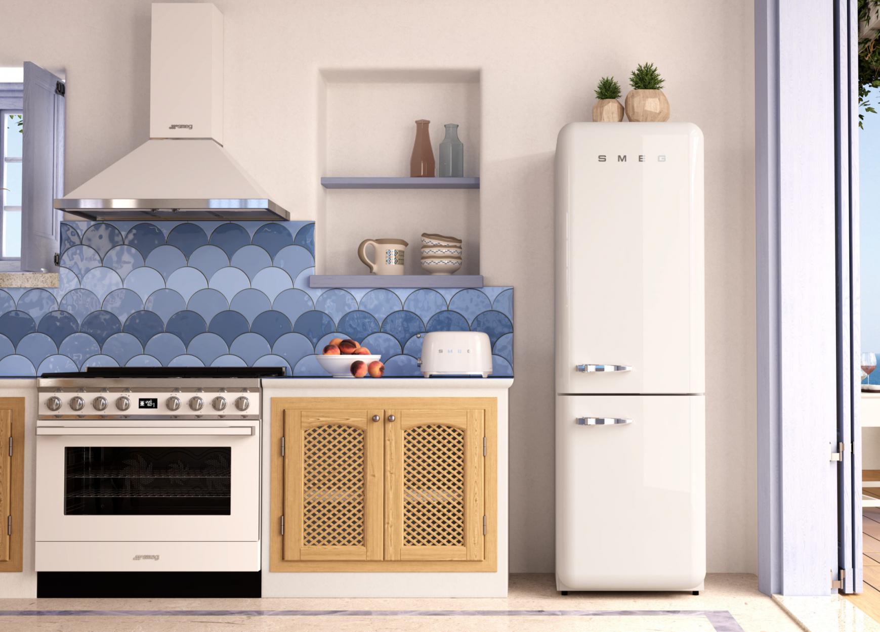 Smeg FAB32RWH6 Kühl-Gefrierkombination Rechtsanschlag Weiss 50`s Style, EEK: C