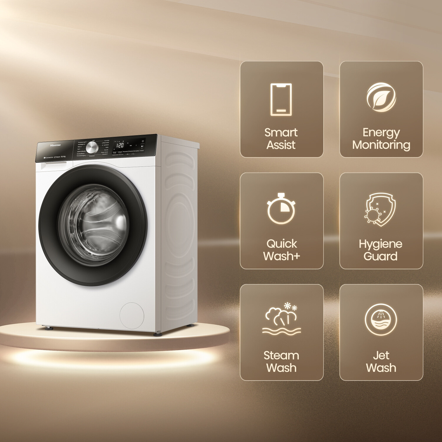 Hisense WF3S1043BW3 Waschmaschine 10KG, 1400u/min, EEK: A, Dampffunktion