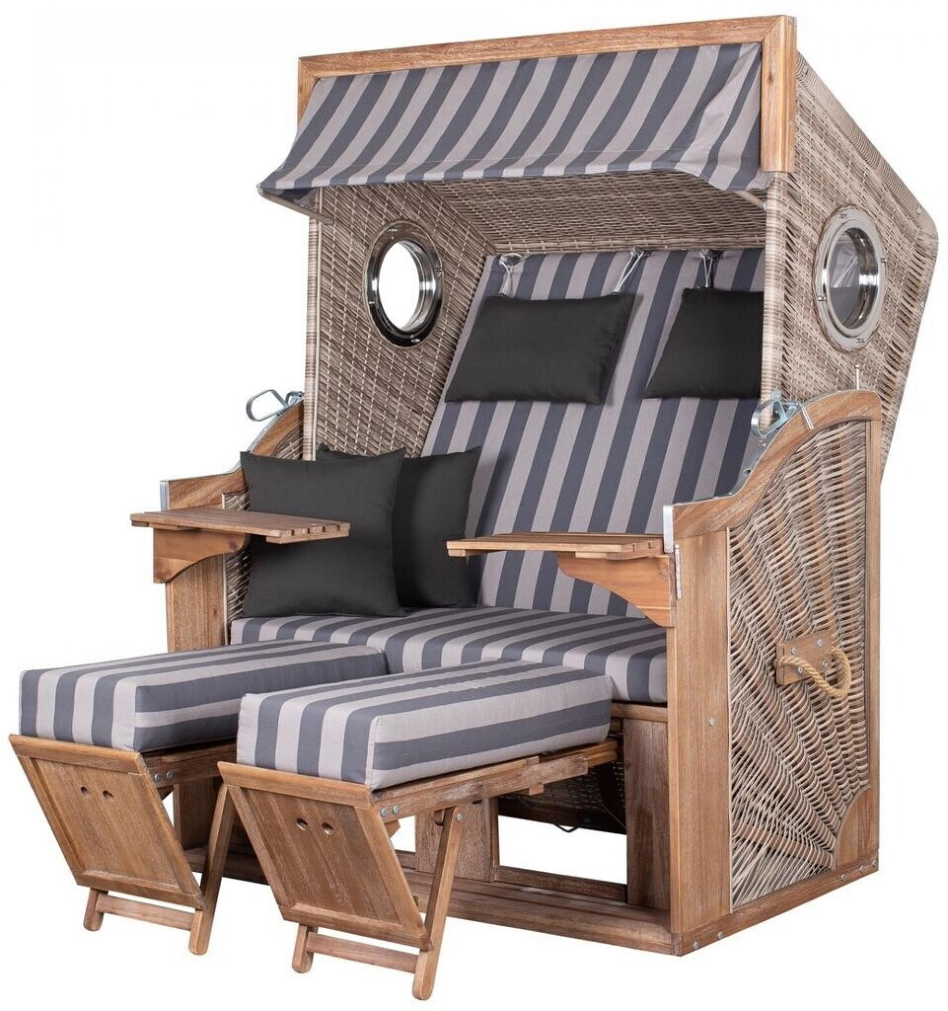 deVries Strandkorb "TRENDY PURE GREENLINE 135XL"  ant. wh. Des. 755
