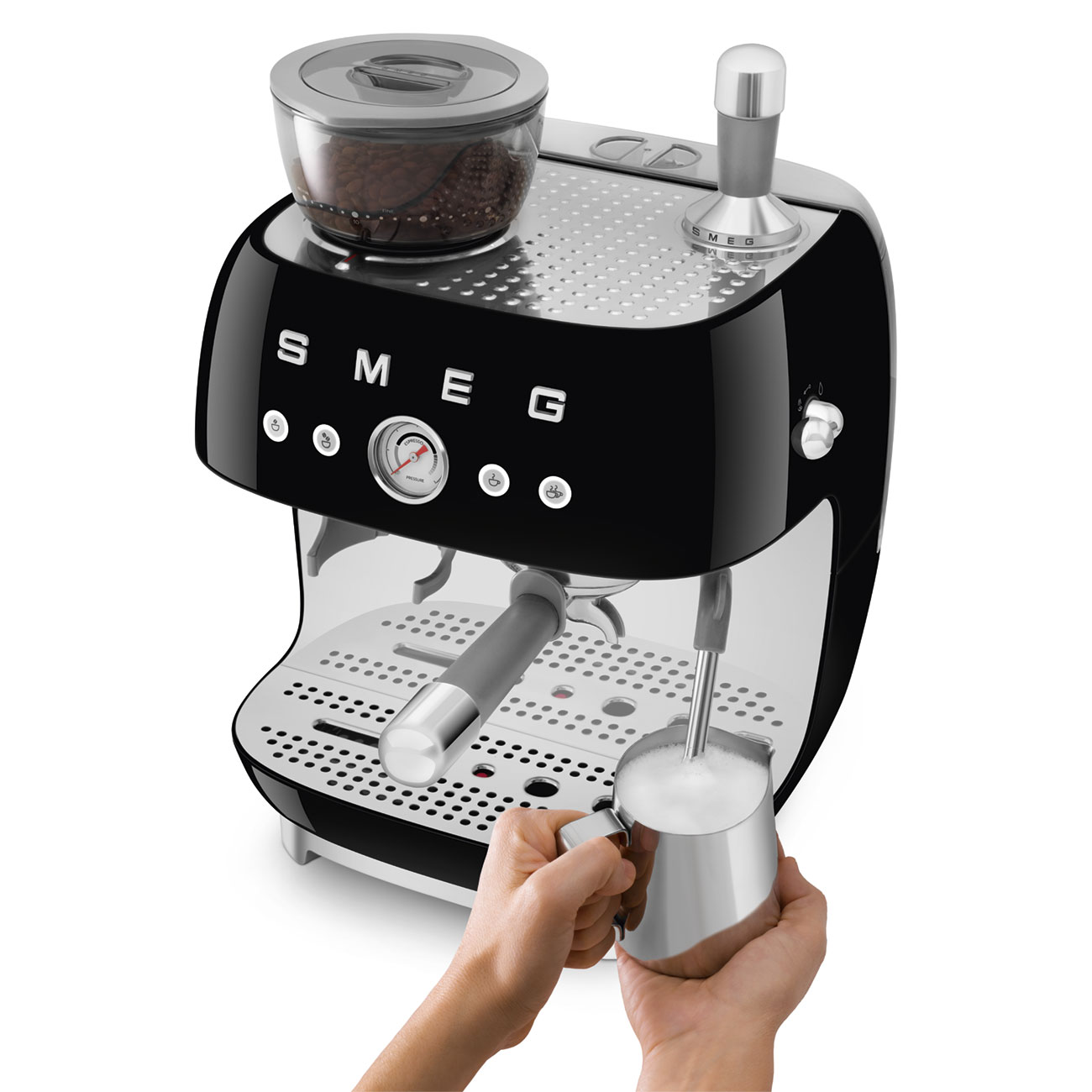 Smeg EGF03BLEU Espressomaschine mit Mahlwerk schwarz 50`s Style Jubiläumsaktion - 60 Monate Geräteschutz