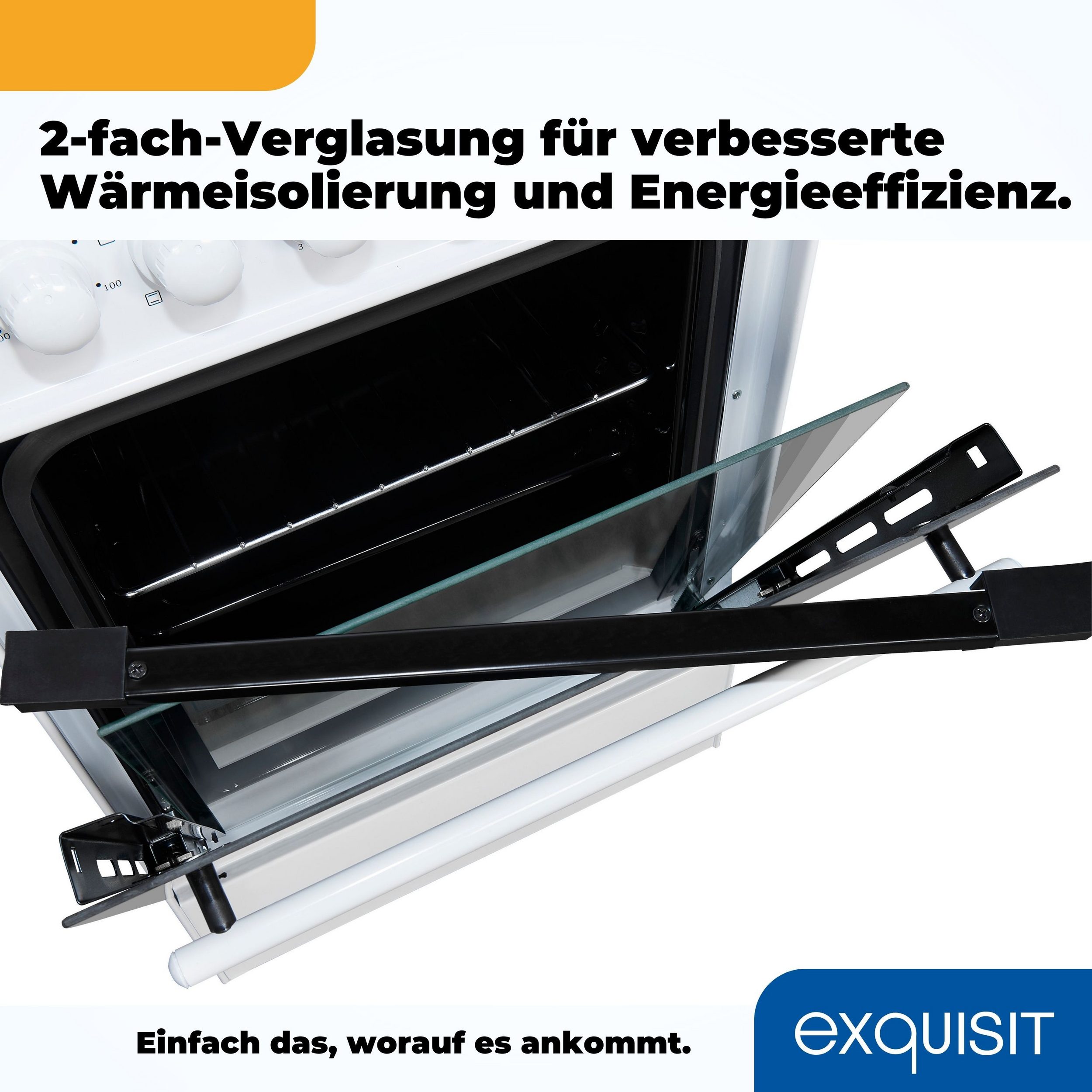 Exquisit ECM 5-4 weiß Elektro-Standherd | Glaskeramik
