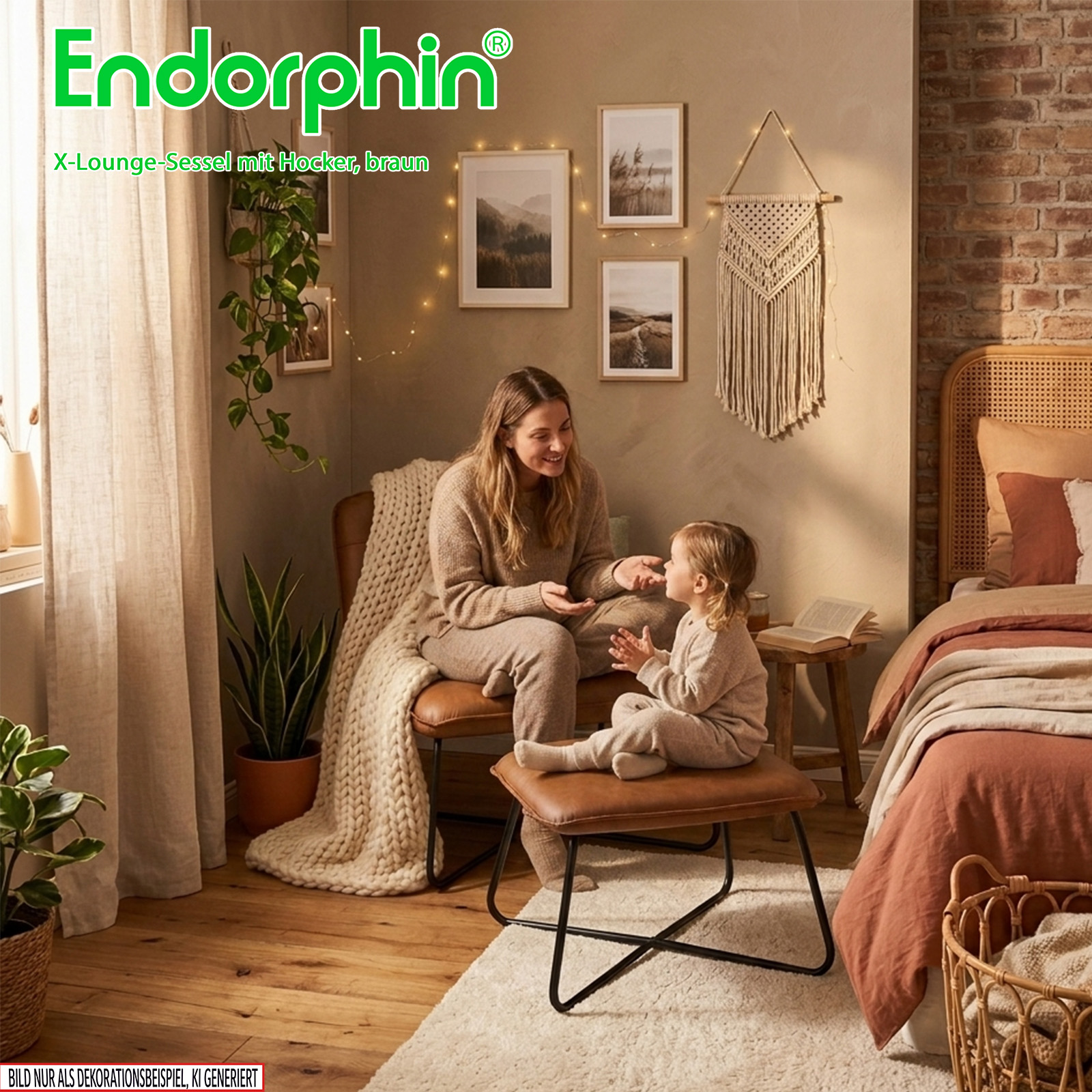 Endorphin X-Loungesessel mit Hocker, braun