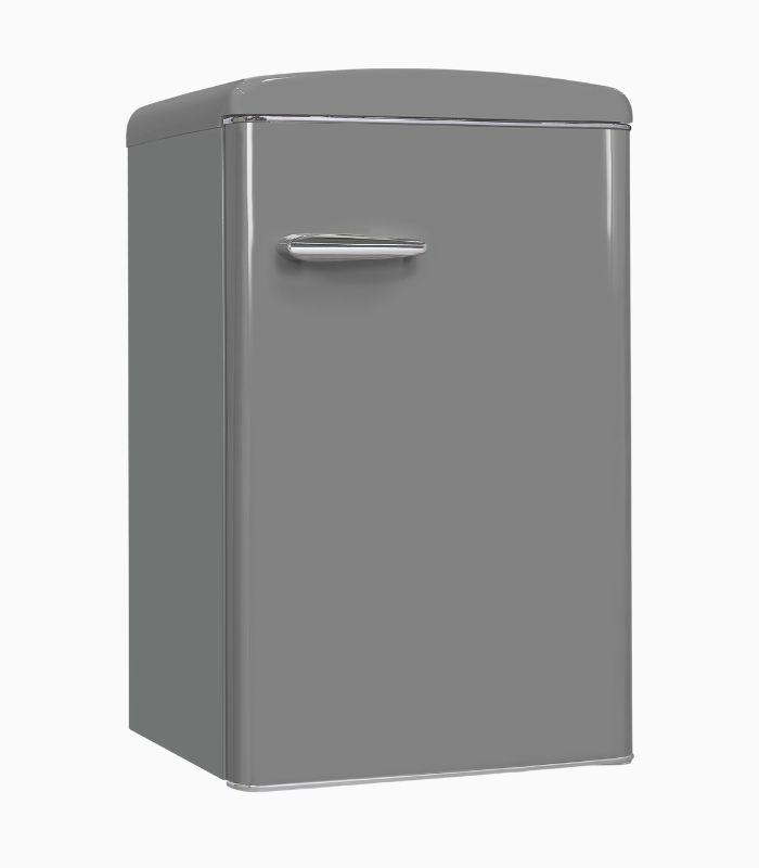 Exquisit RKS120-V-H-160E Retro Vollraumkühlschrank grau, 122L
