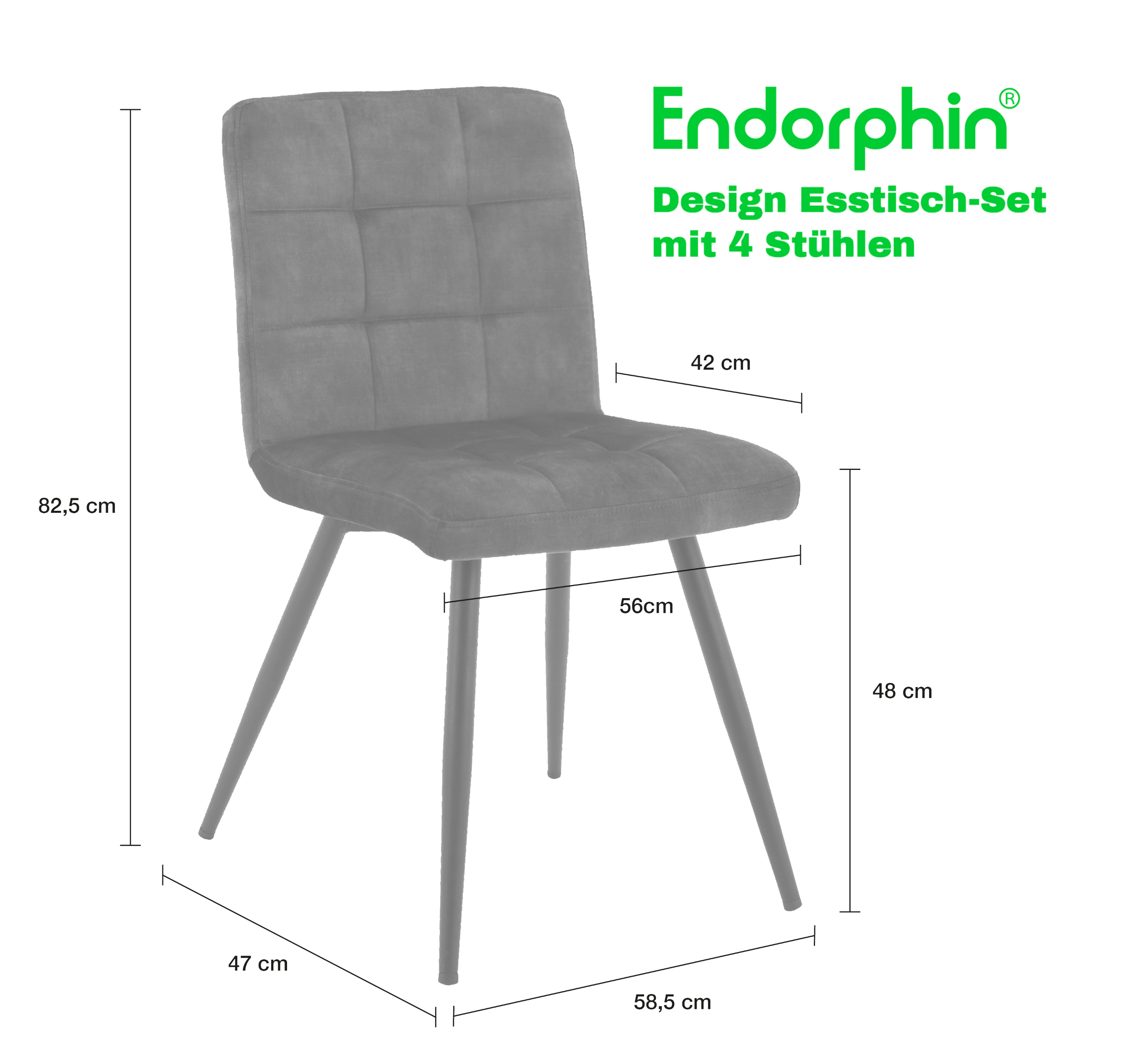 Endorphin Design Esstisch-Set mit 4 Stühlen