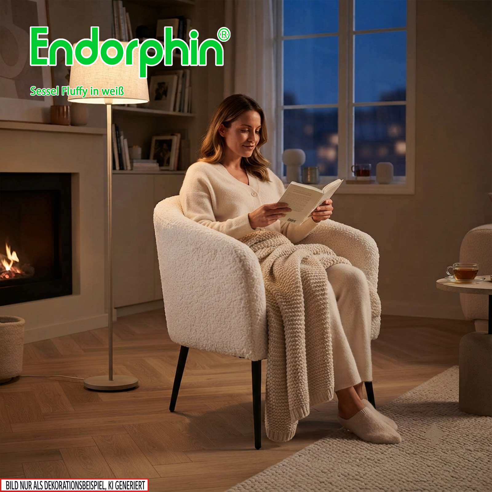 Endorphin Sessel Fluffy, weiß – Teddy-Sessel in skandinavischen Design