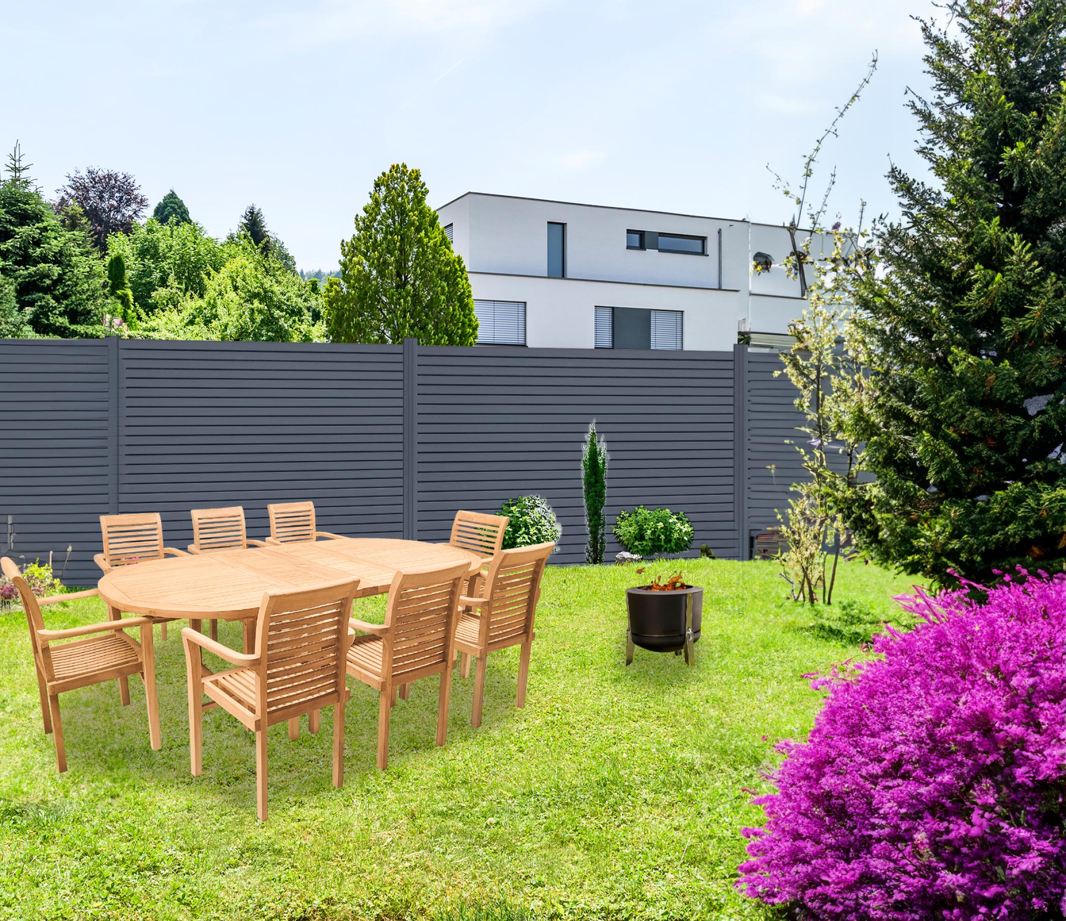 Endorphin EASY-ROM DIY ALU-Rhombuszaun in anthrazit 3 Elemente 180x180cm 4 Pfosten 7x7x235cm