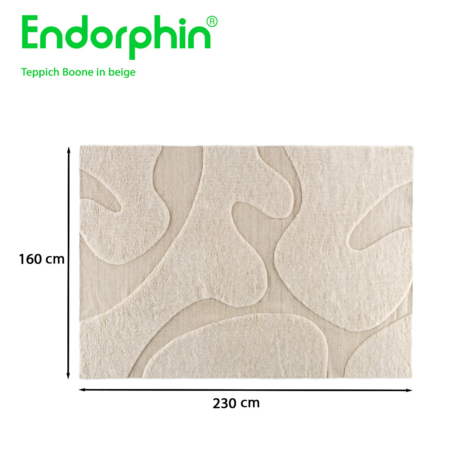 Endorphin Teppich Boone – in zeitlosem Beige 230 x 160 cm