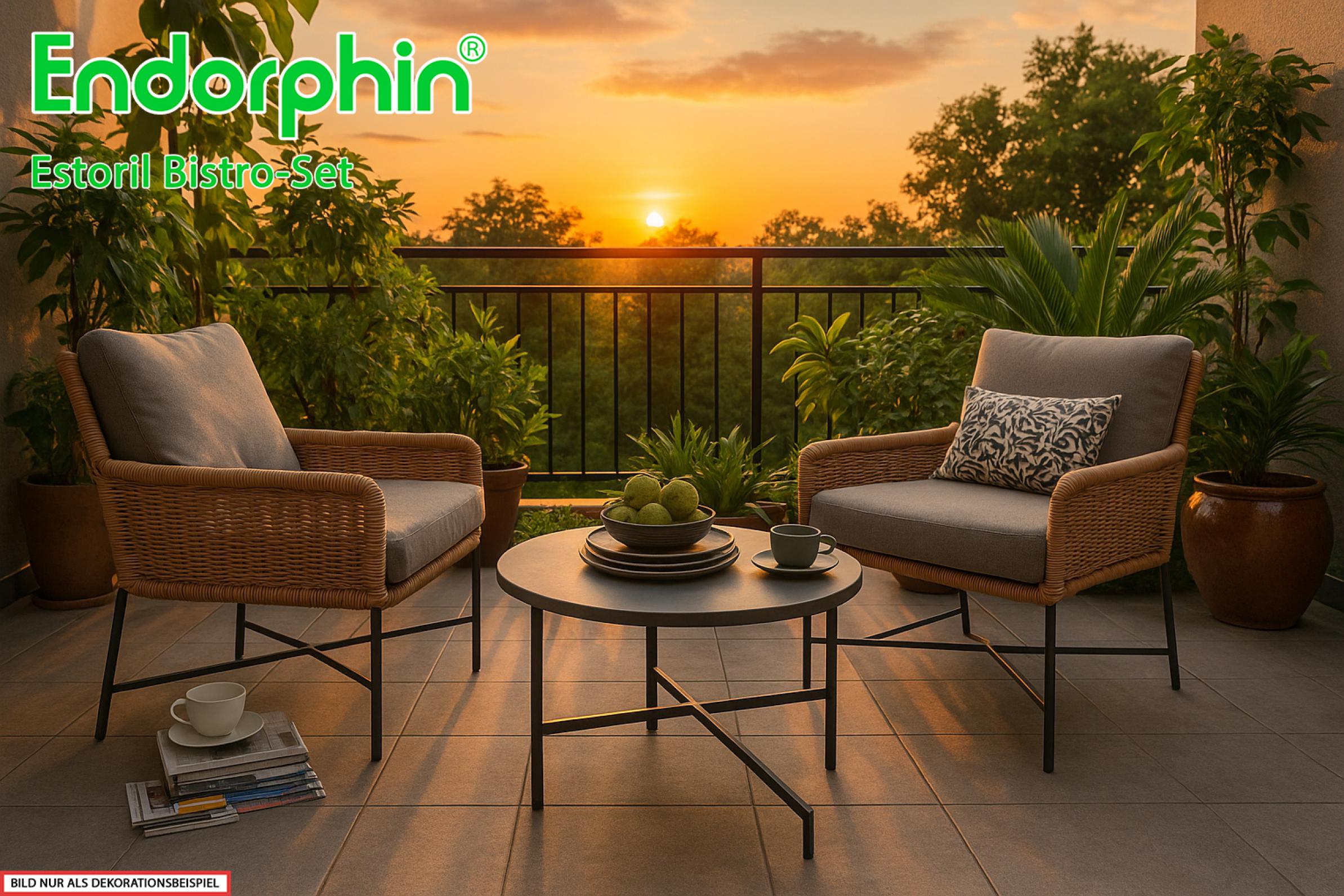 Endorphin Estoril Bistro - Set,  3 teilig, Gartenmöbel,  Zeit für deine schönsten Outdoor-Momente