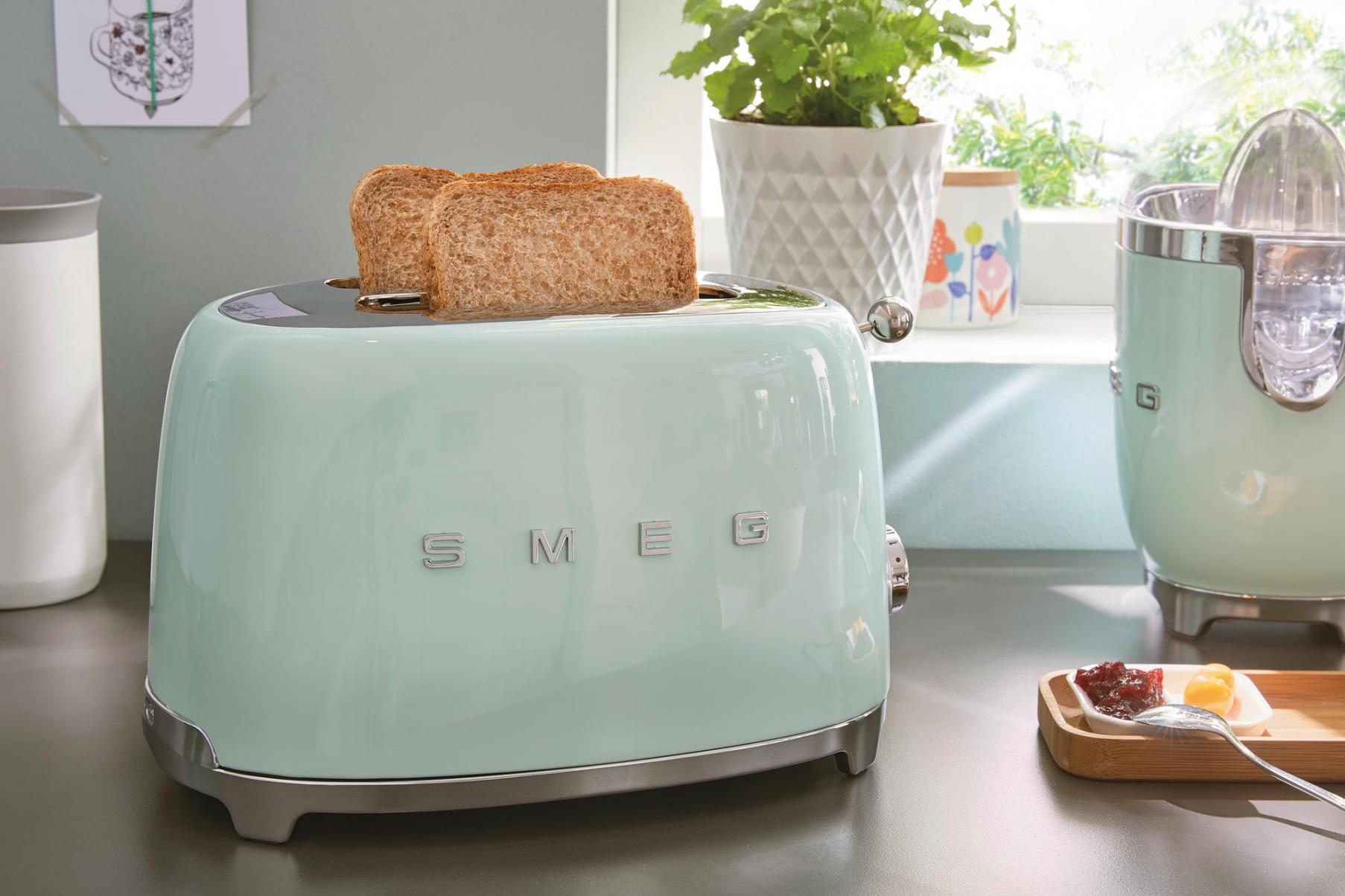 Smeg TSF01PGEU 2-Schlitz-Toaster Pastellgrün 50s Style kompakt