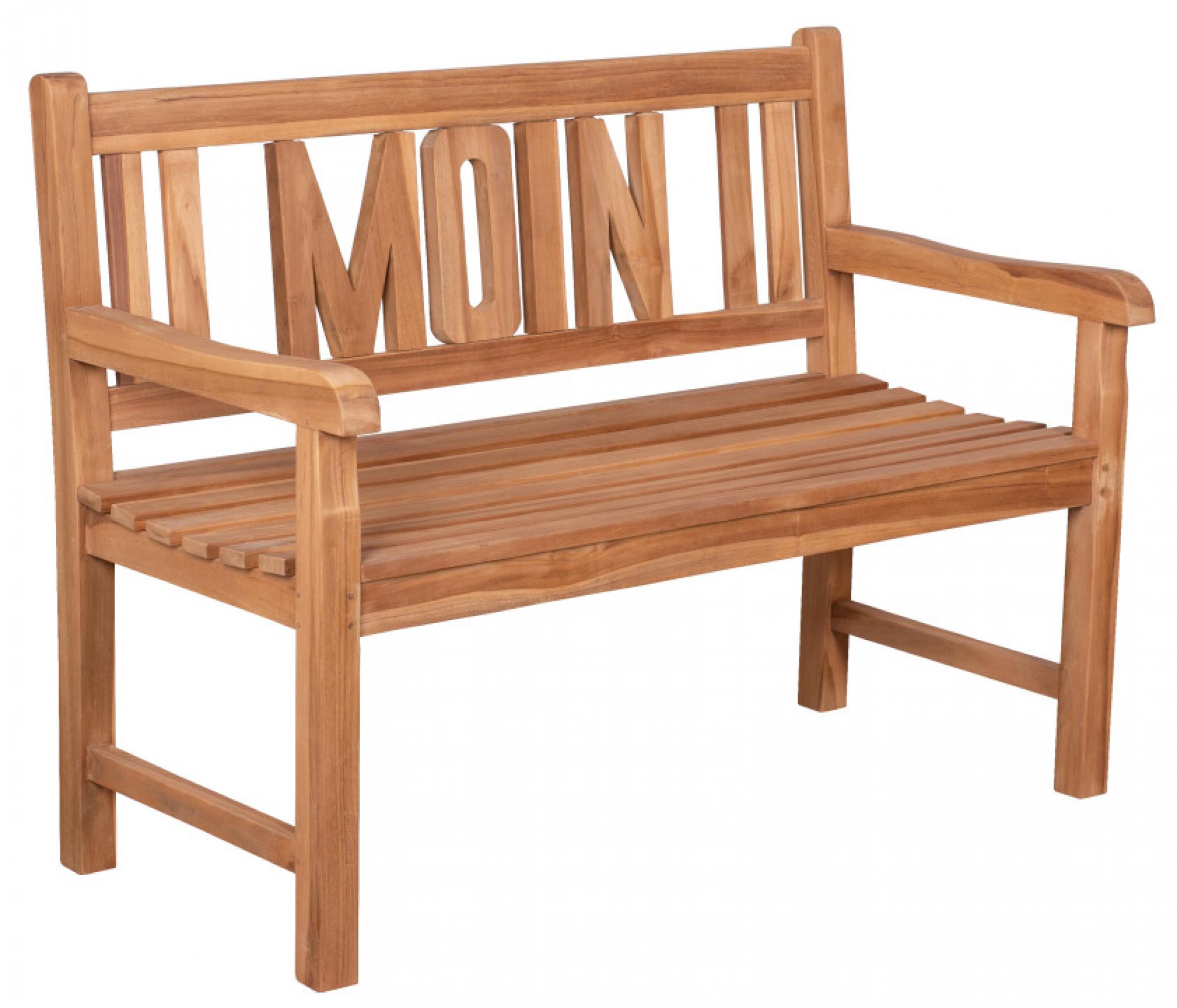 deVries WOODIE MOIN Gartenbank mit Rückenlehne, Teakholz, Gravur (66272)