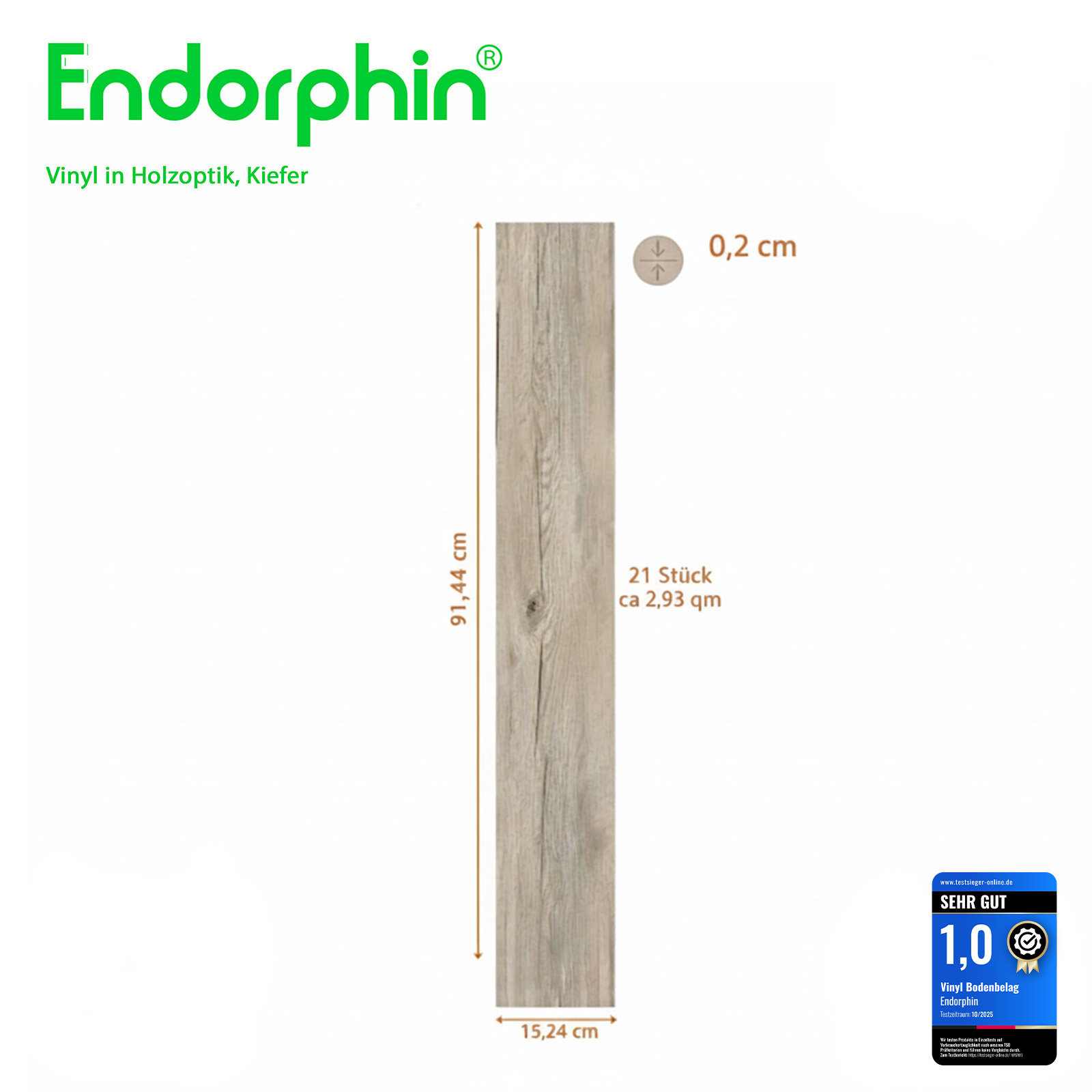 Endorphin Vinylboden selbstklebend in Holzoptik Kiefer 2,93qm
