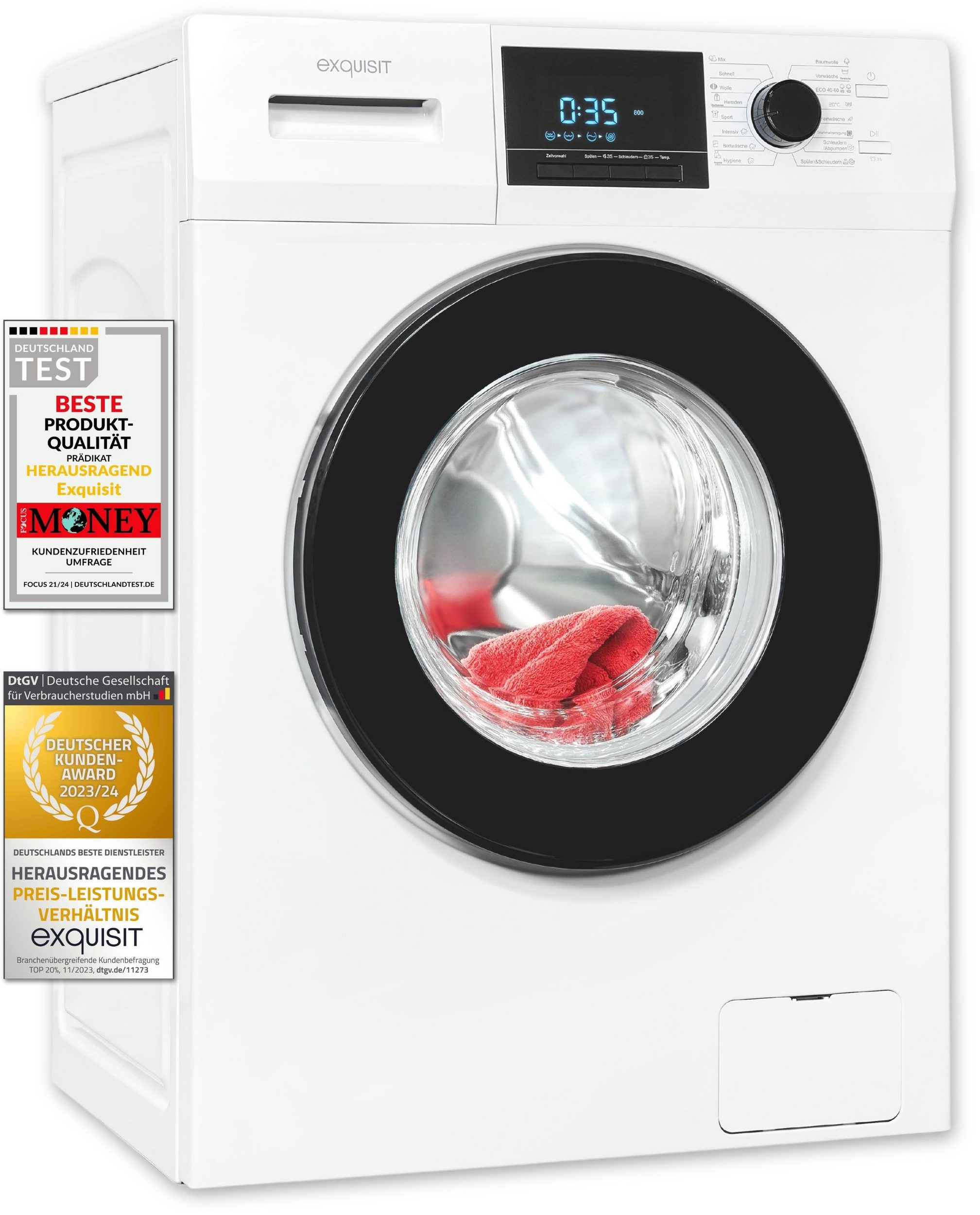 Exquisit WA9214-340 weiss, Frontlader Waschmaschine, 9 kg, EEK: A